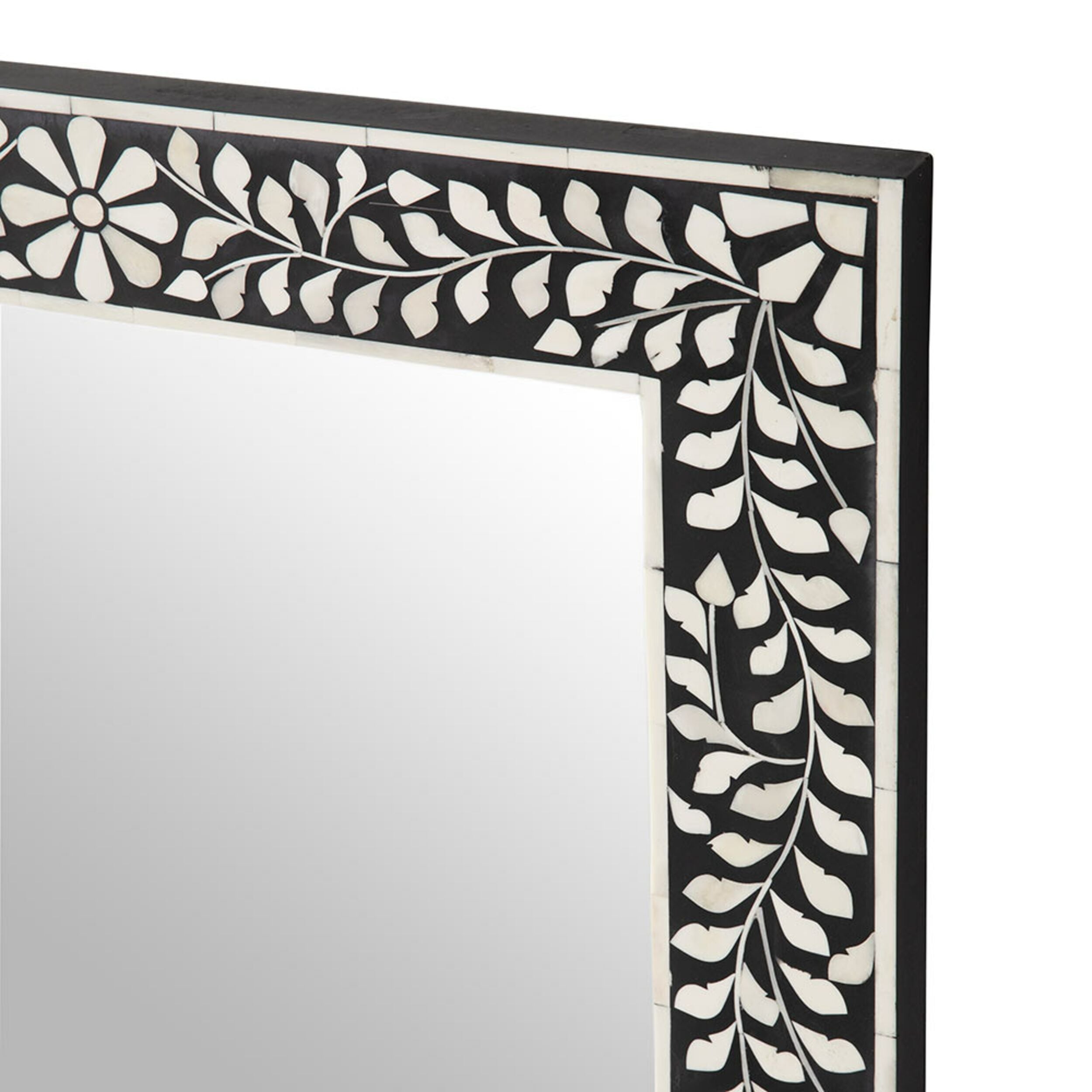 Bone Inlay Black and White Rectangular Mirror 90x60cm