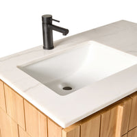 Asher Single Bathroom Vanity Teak with Stone Top 910mm Package