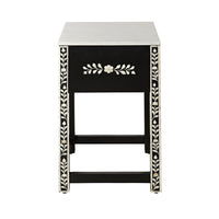 Bone Inlay Bedside Black