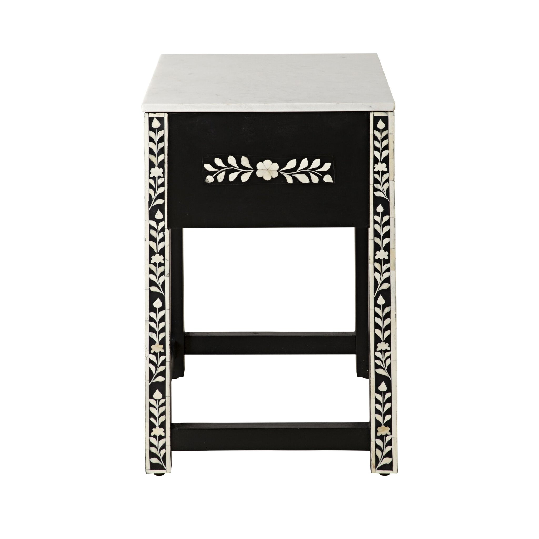 Bone Inlay Bedside Black