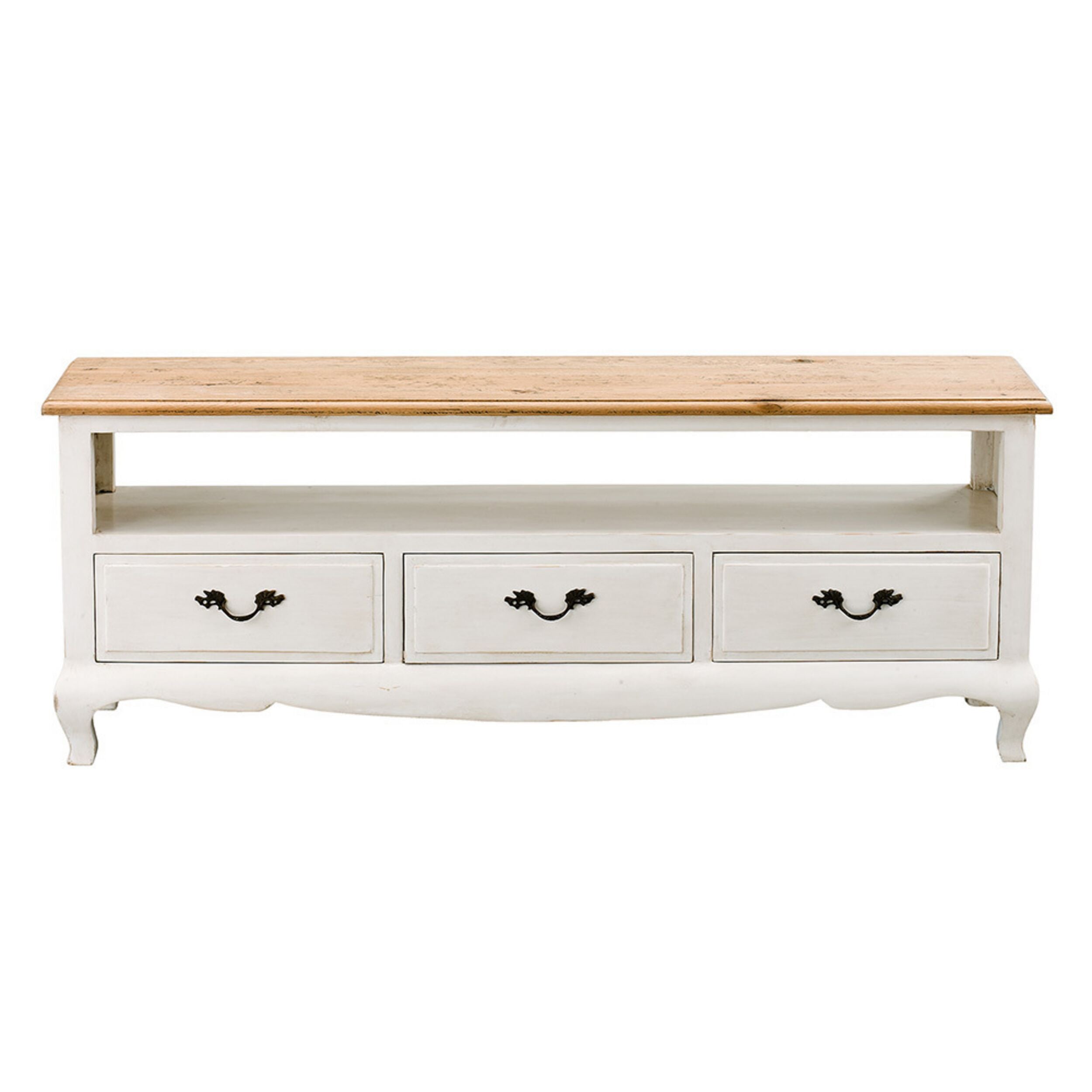 Provincial Oak 3 Drawer TV Unit Distressed White