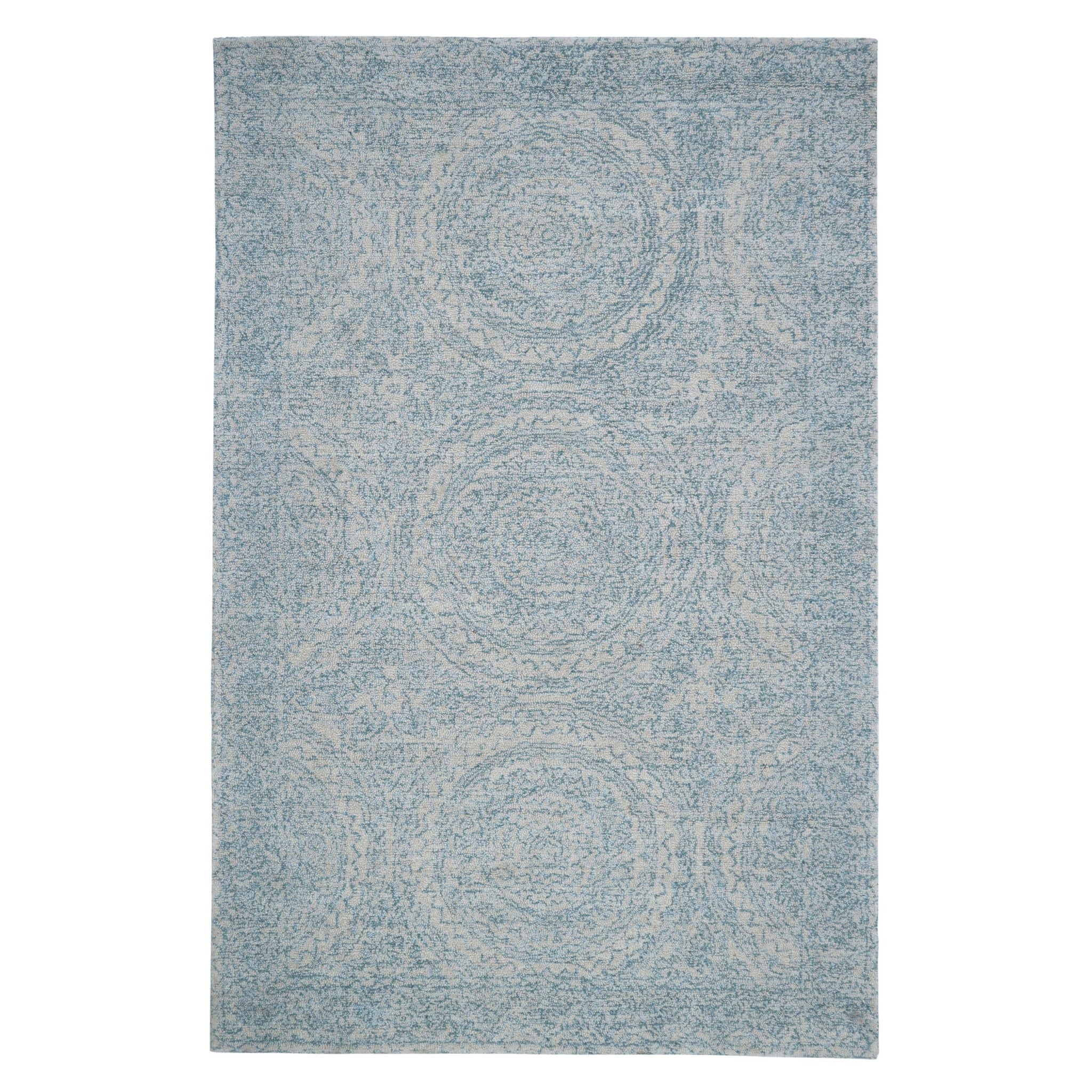Marrakesh Mandala Hand-Tufted Wool Blend Blue & Cream Rug 240x150cm