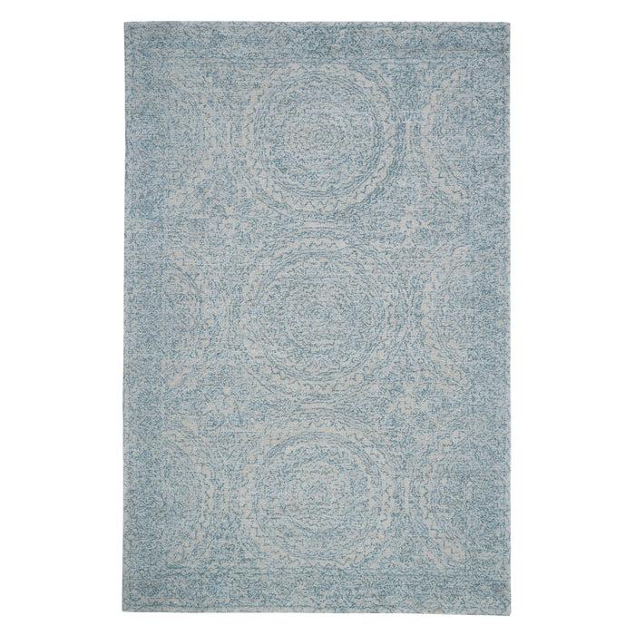 Marrakesh Mandala Hand-Tufted Wool Blend Blue & Cream Rug 240x150cm