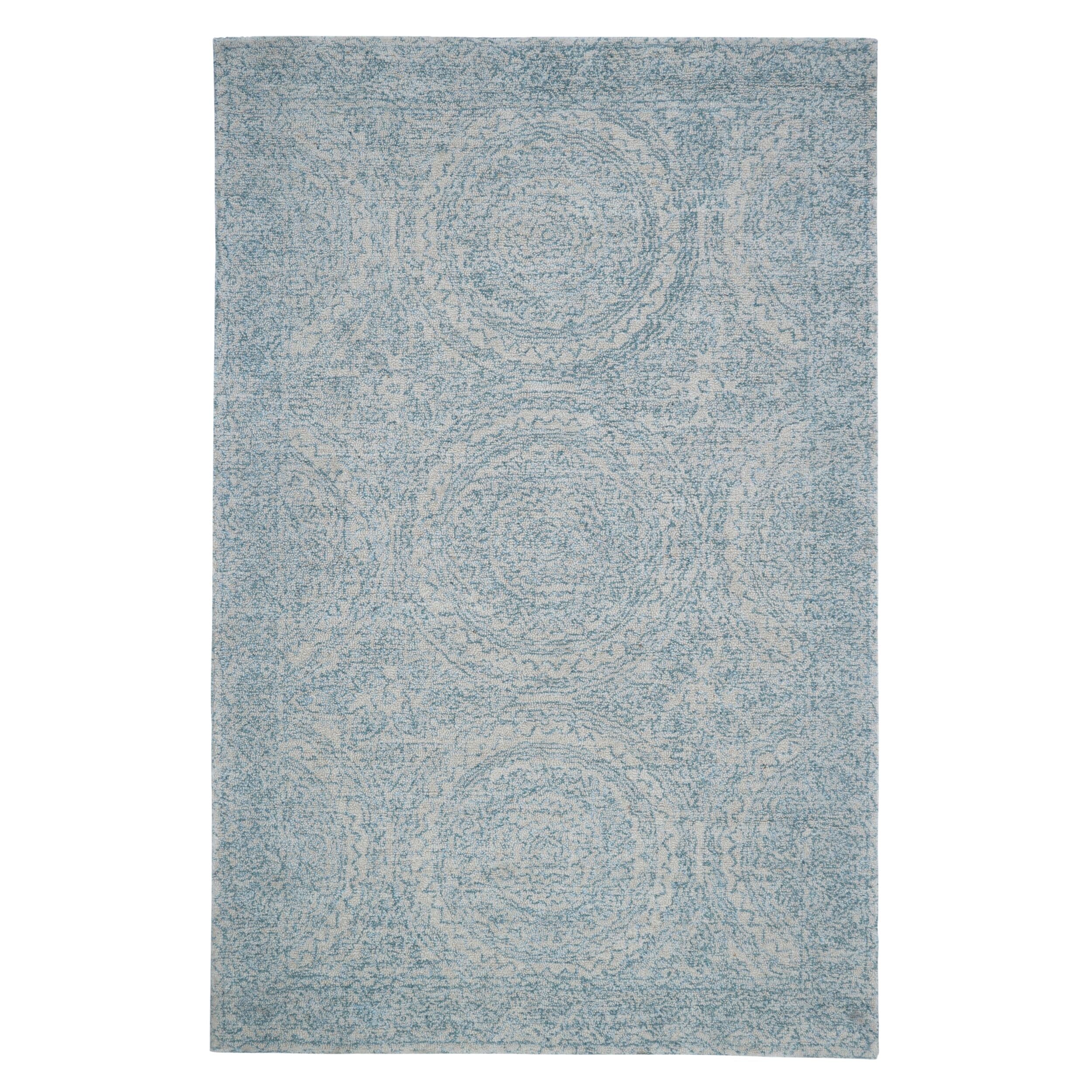 Marrakesh Mandala Hand-Tufted Wool Blend Blue & Cream Rug 240x150cm