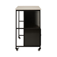 Nero Kitchen Island Bench with Drawer Black 120cm