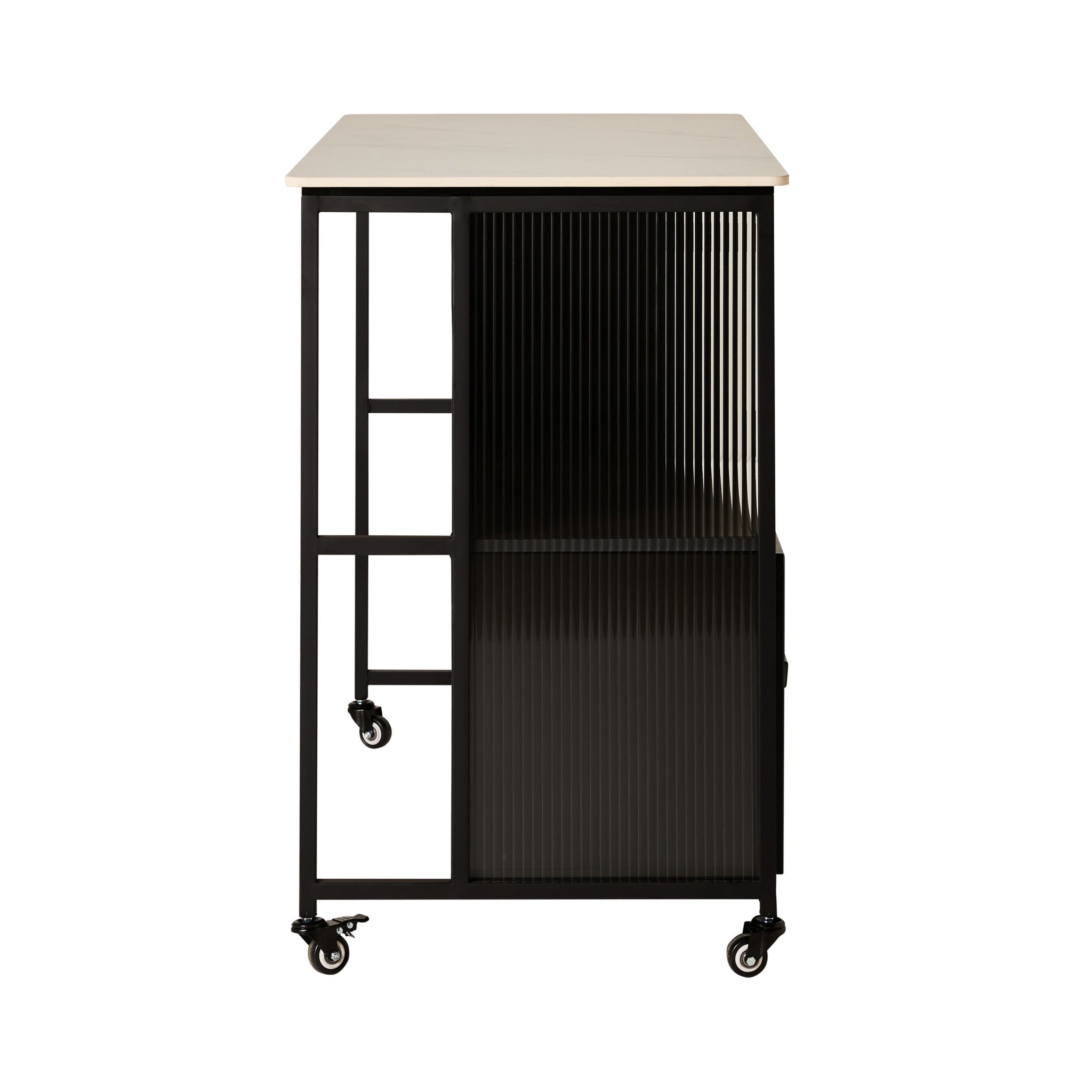 Nero Kitchen Island Bench with Drawer Black 120cm