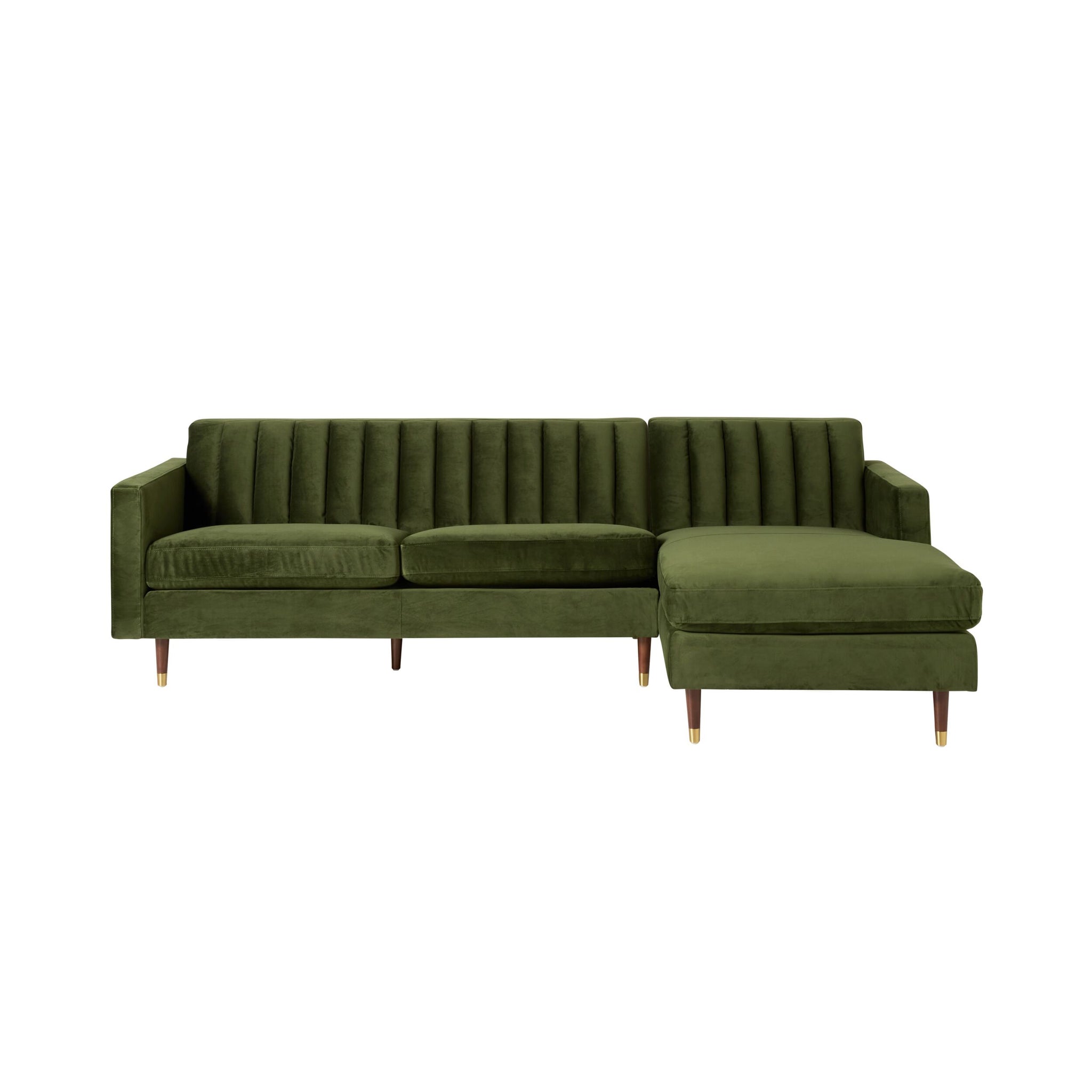 Stitch 3 Seater Velvet Chaise RHF Juniper Olive