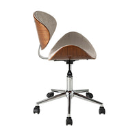 Jetson Desk Chair Timber Veneer Back Brushed Pebble Velvet