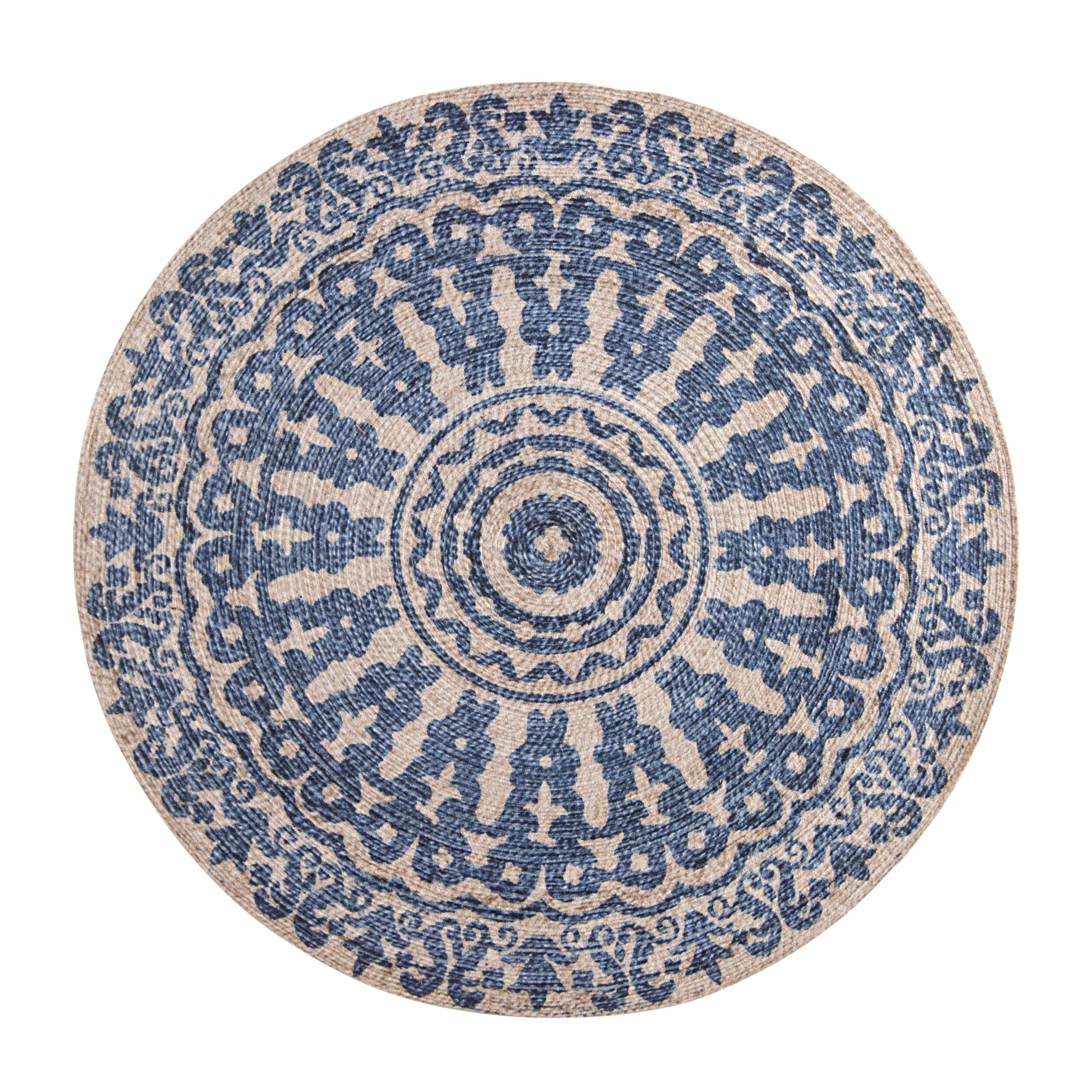 Aruba Mandela Reversable Outdoor PET Orange & Blue Round Rug 120cm