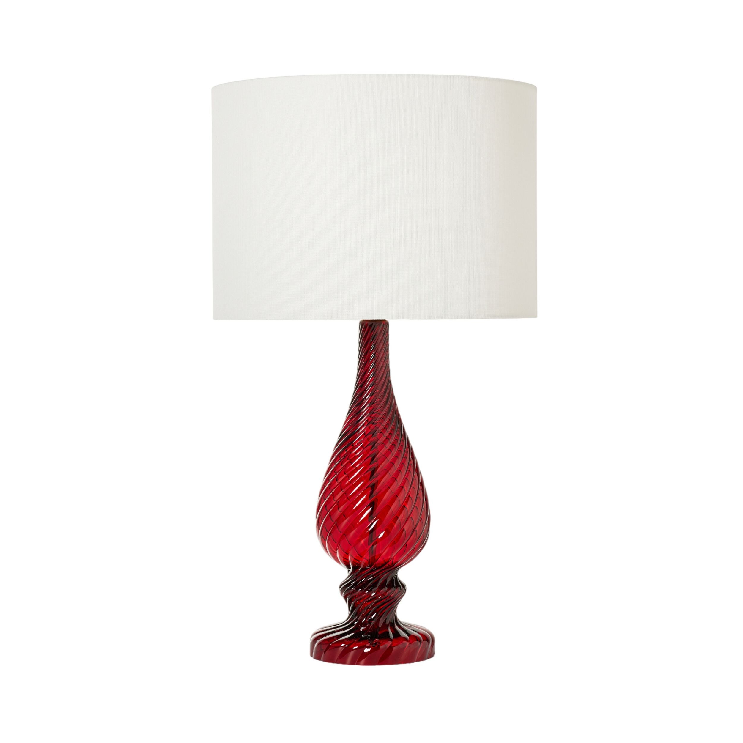 Selina Swirl Glass Table Lamp Red 67x37cm