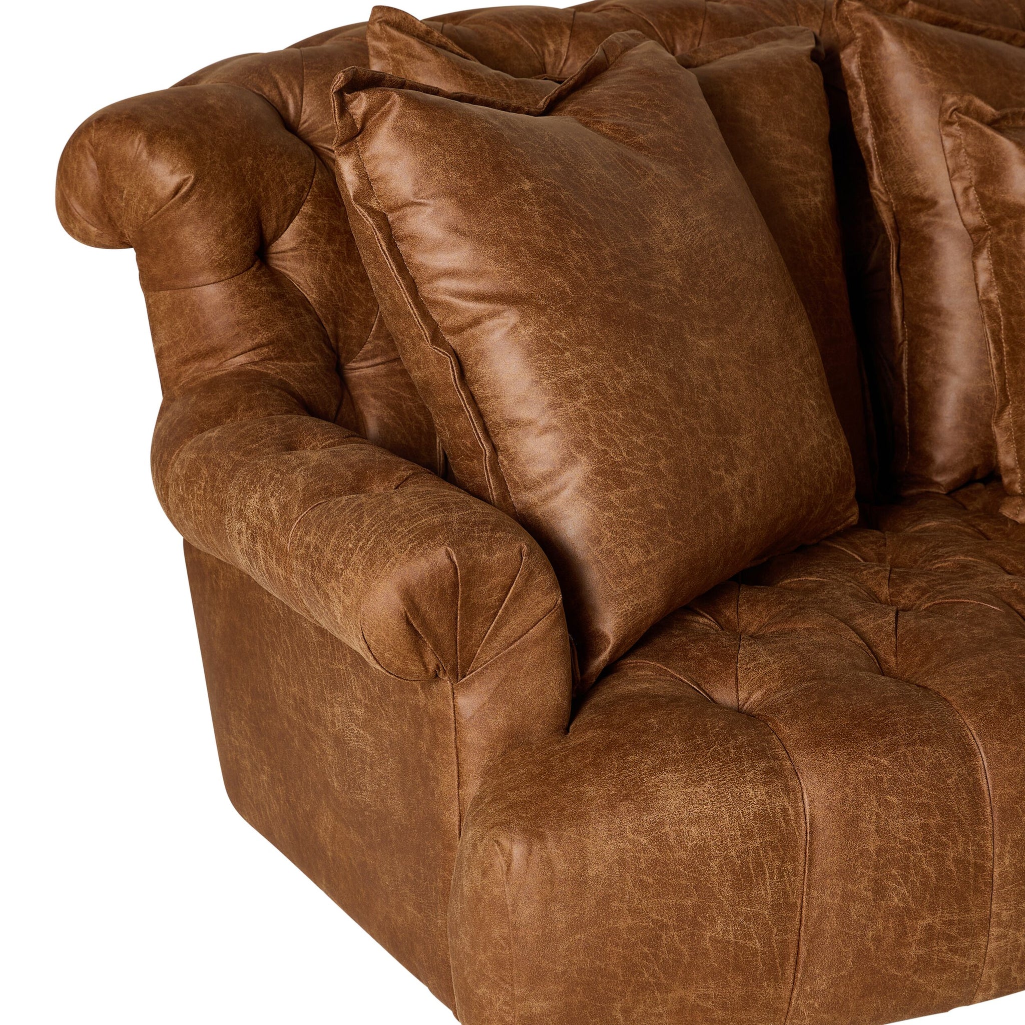 Ariane 3 Seater Faux Leather Sofa Pellini Tan