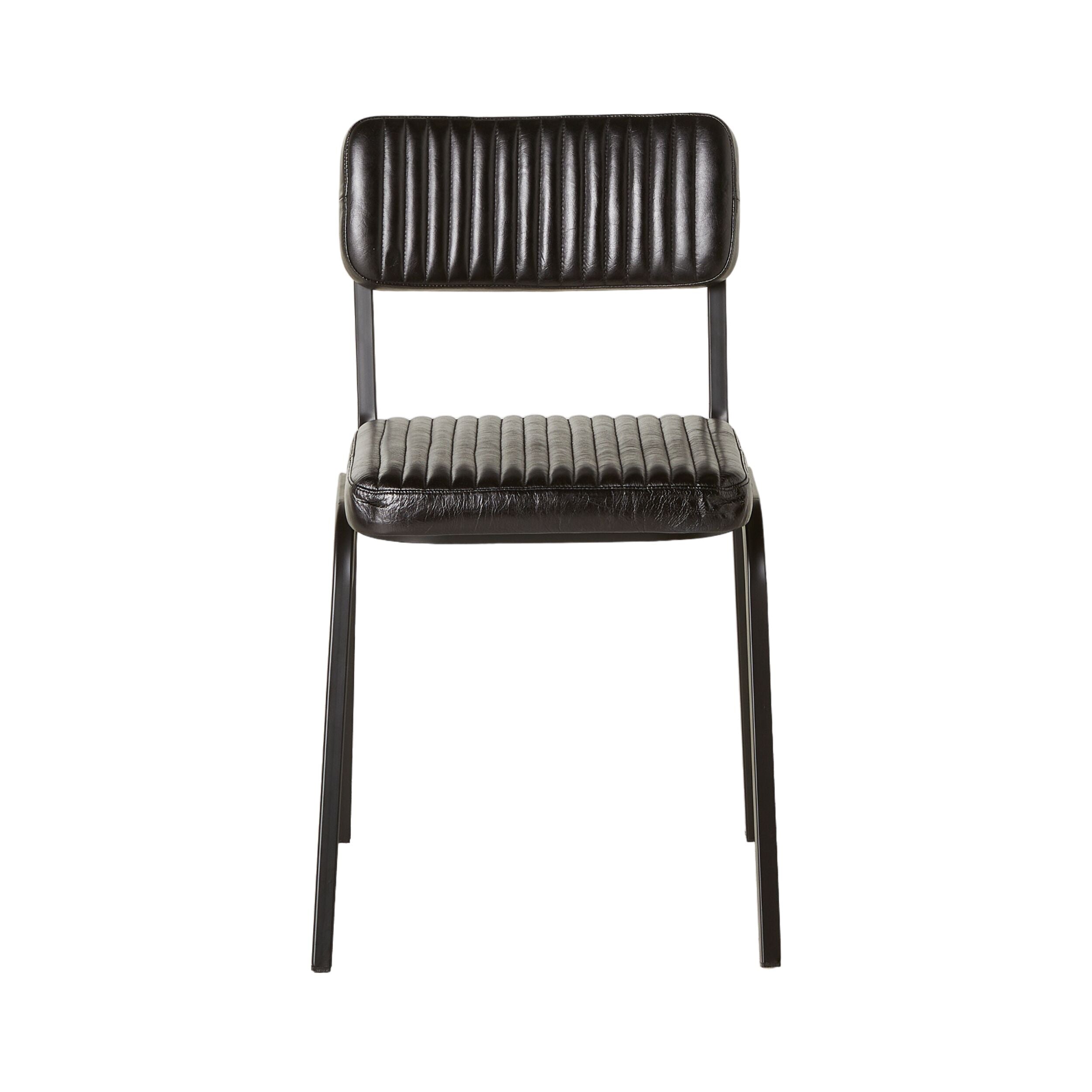 Rory Leather Dining Chair Black