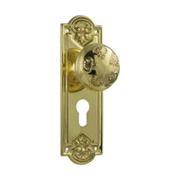 1053E Door Knob Nouveau Euro Pair Polished Brass H188xW58xP60mm