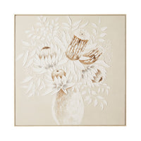 Textured Protea Framed Oil Painting 102.5x102.5cm