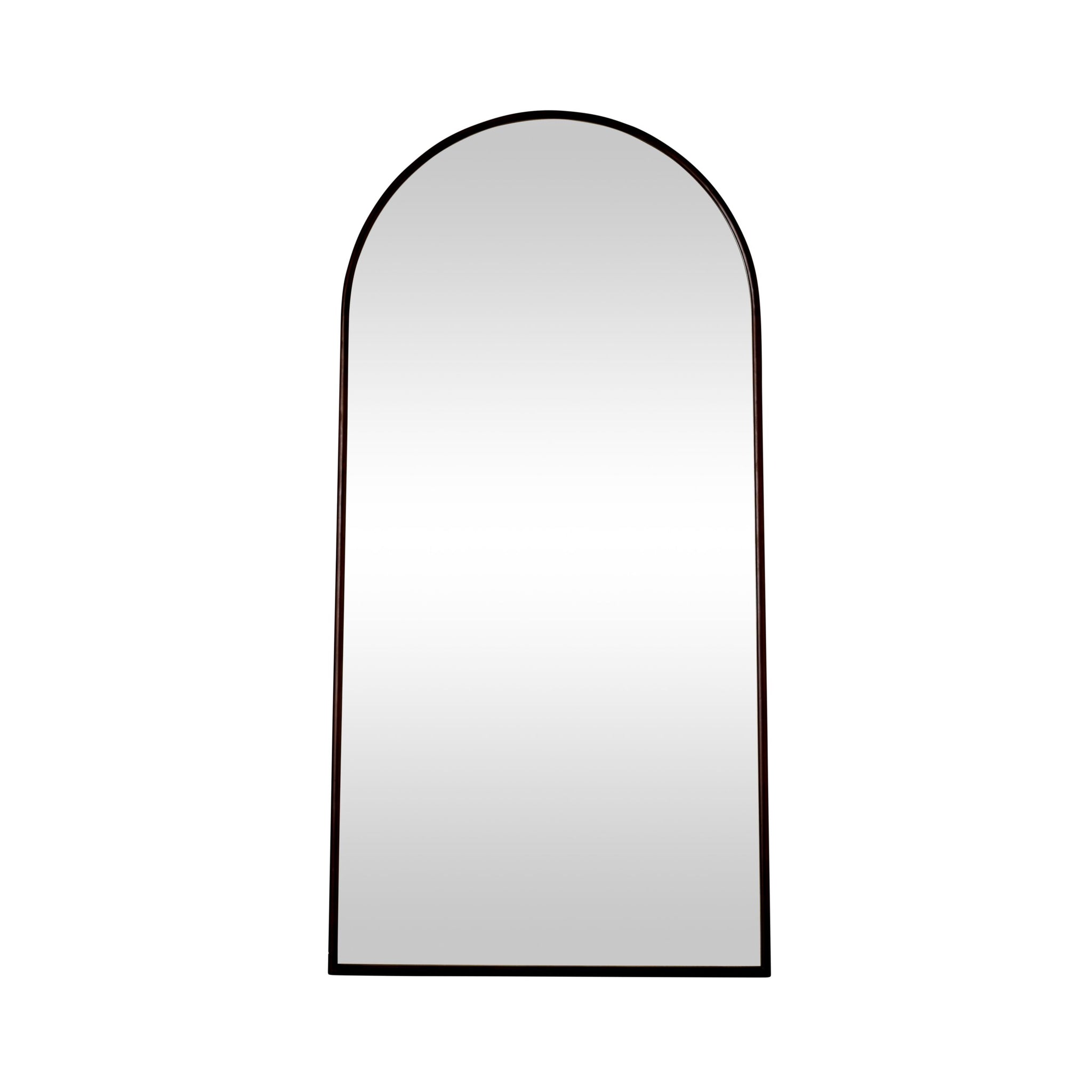 Walnut Wooden Arched Floor Mirror