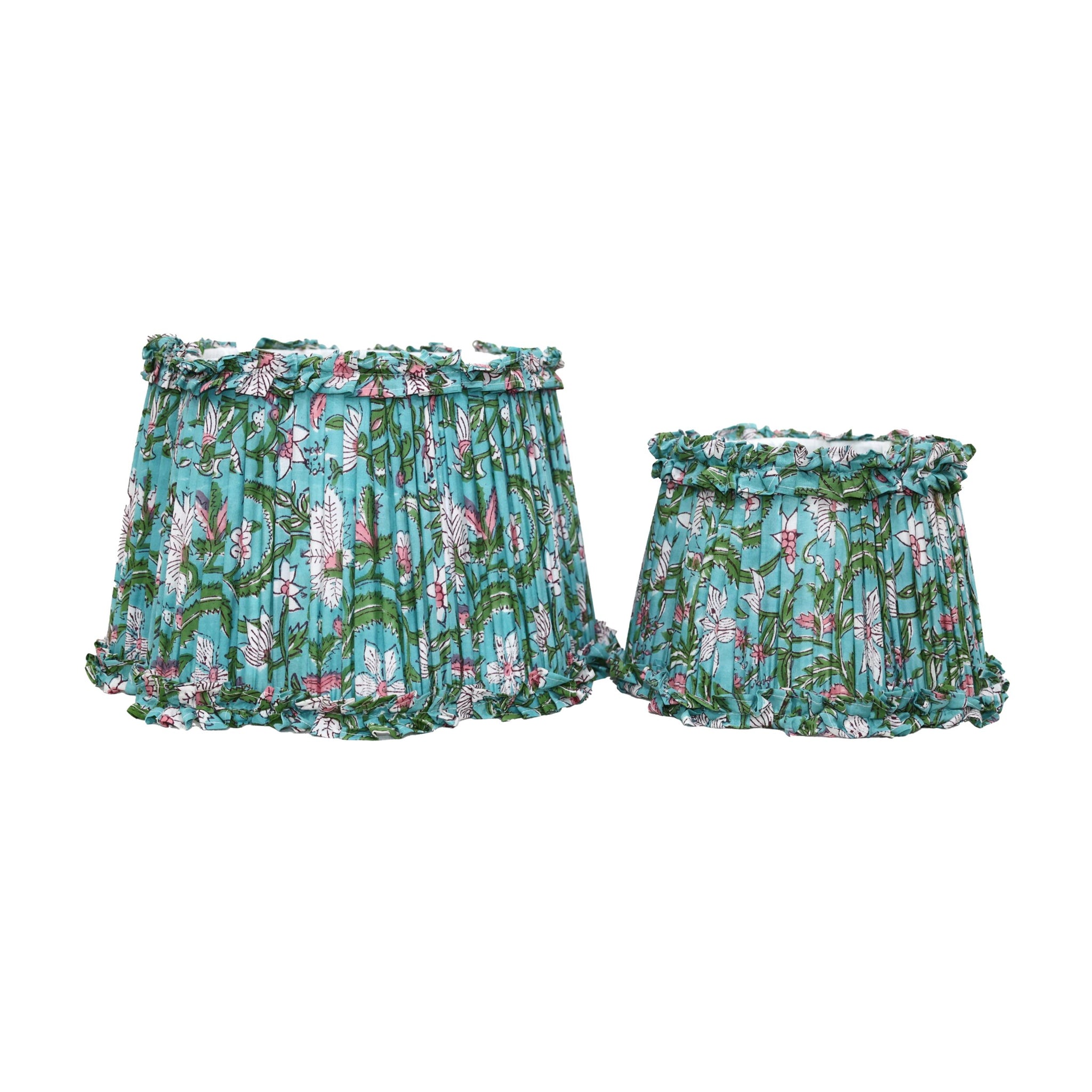 Loni Scallop Tapered Shade Aqua Floral 25cm