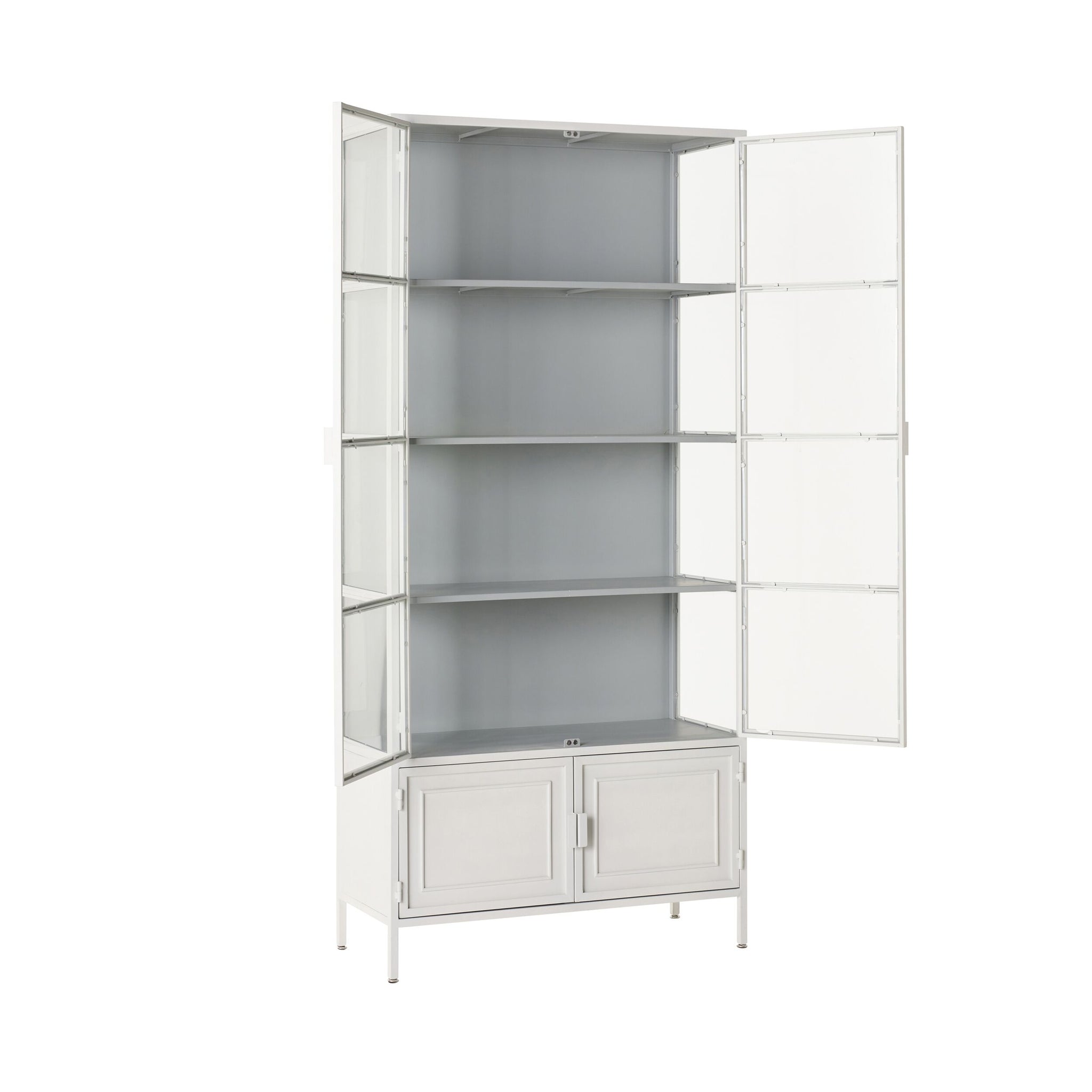 Nero 4 Door Display Cabinet 201 x 92cm White & Grey