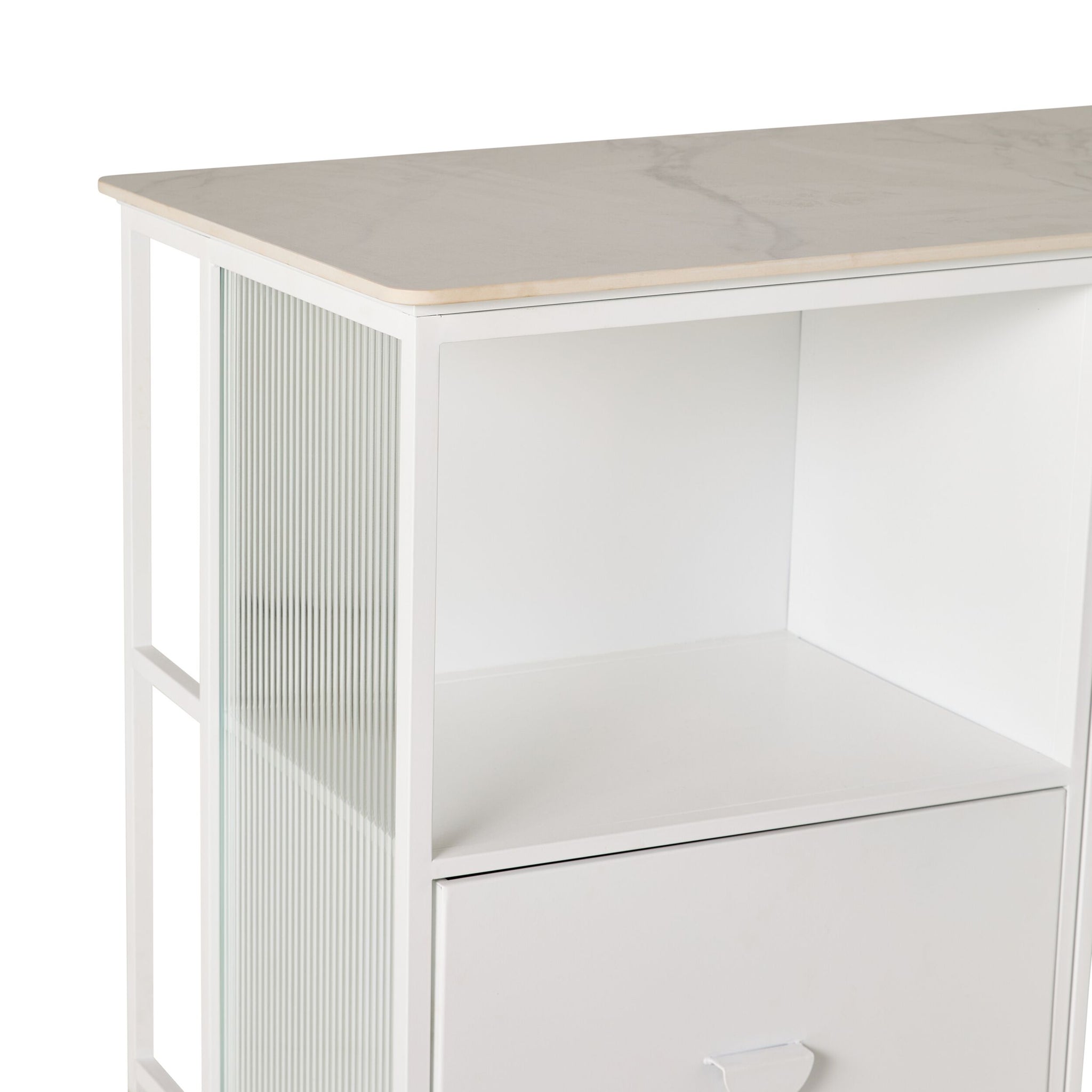 Nero Kitchen Island Bench with Drawer White 120cm