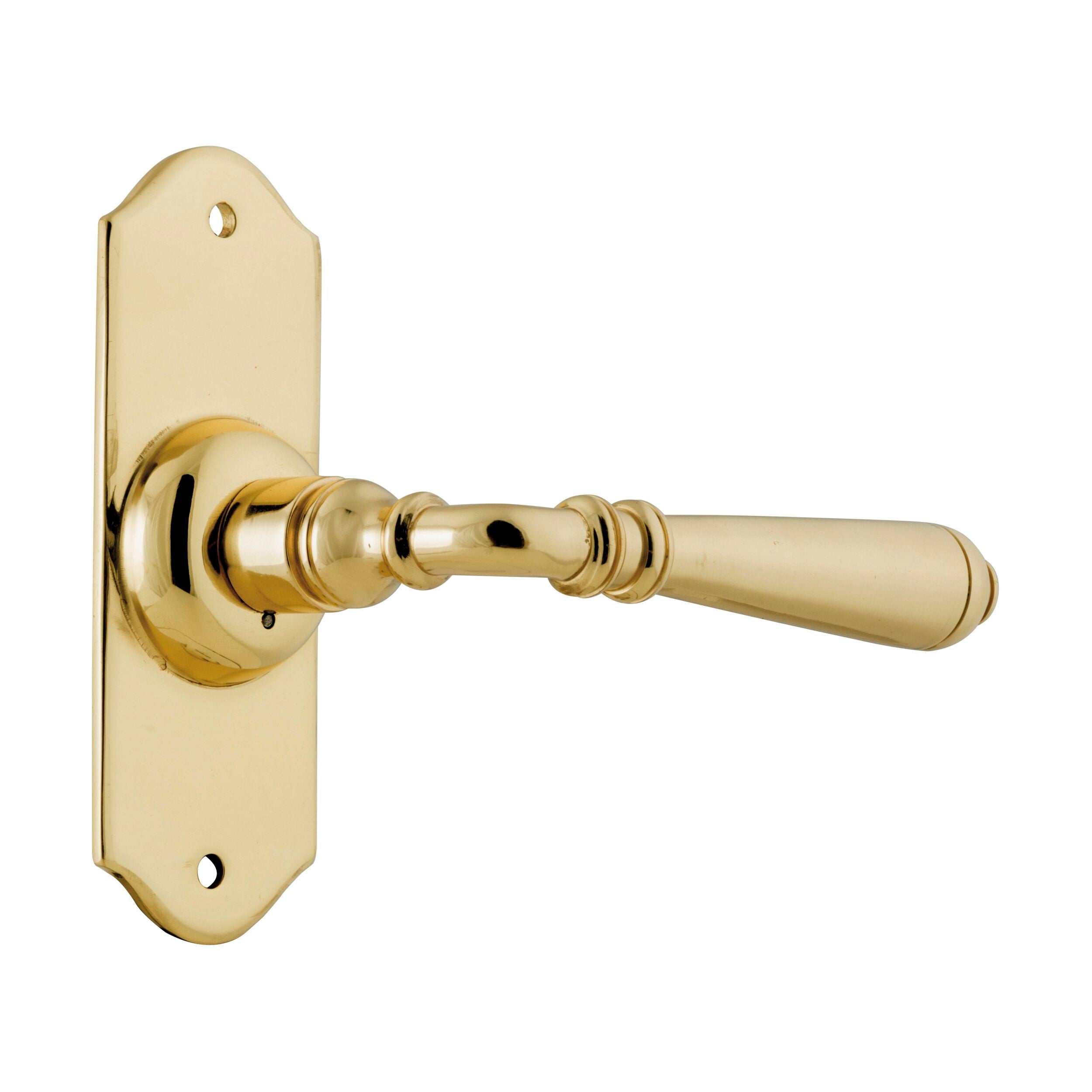 0773 Door Lever Reims Latch Pair Polished Brass H110xW40xP70mm