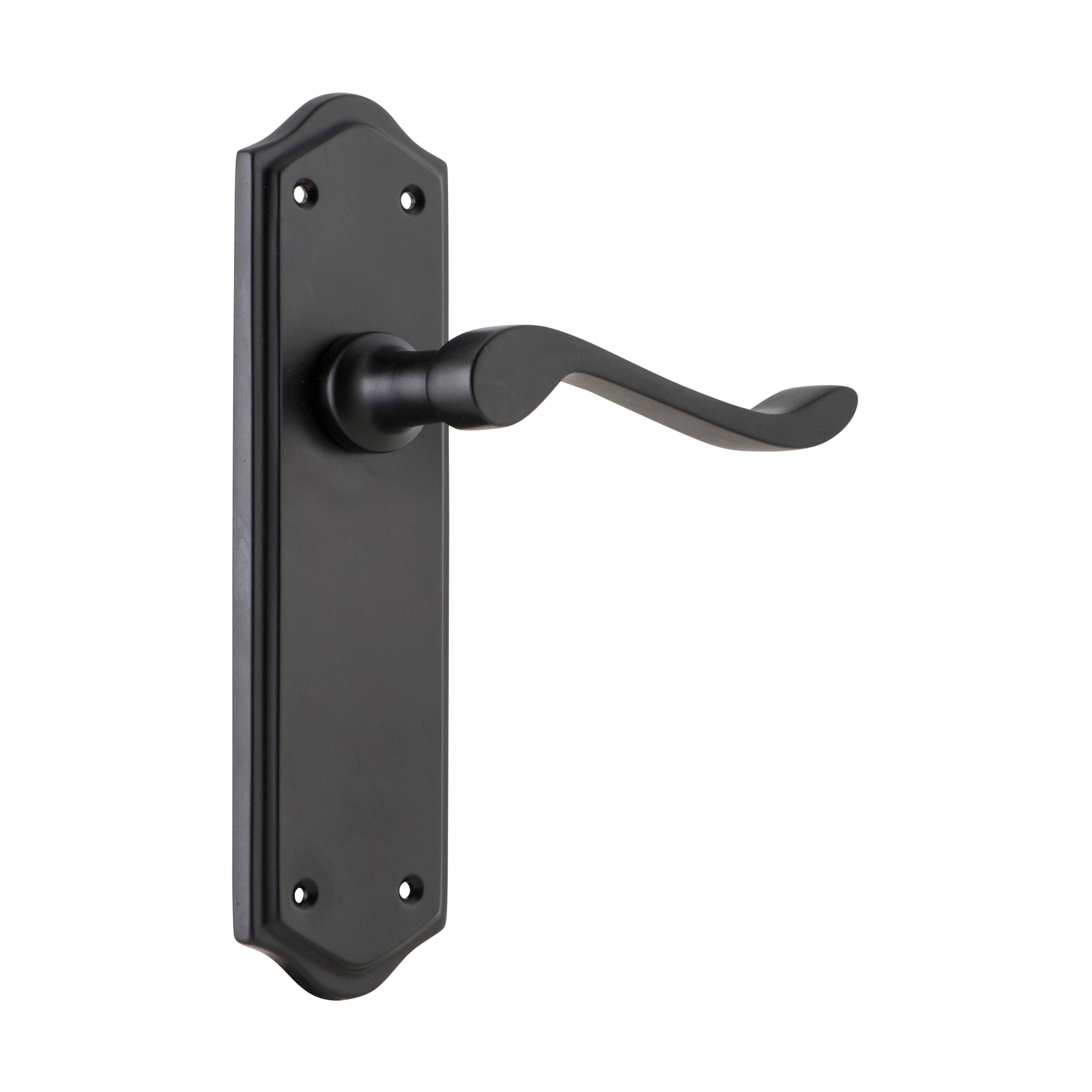 9614 Door Lever Henley Latch Pair Matte Black H180xW50xP58mm