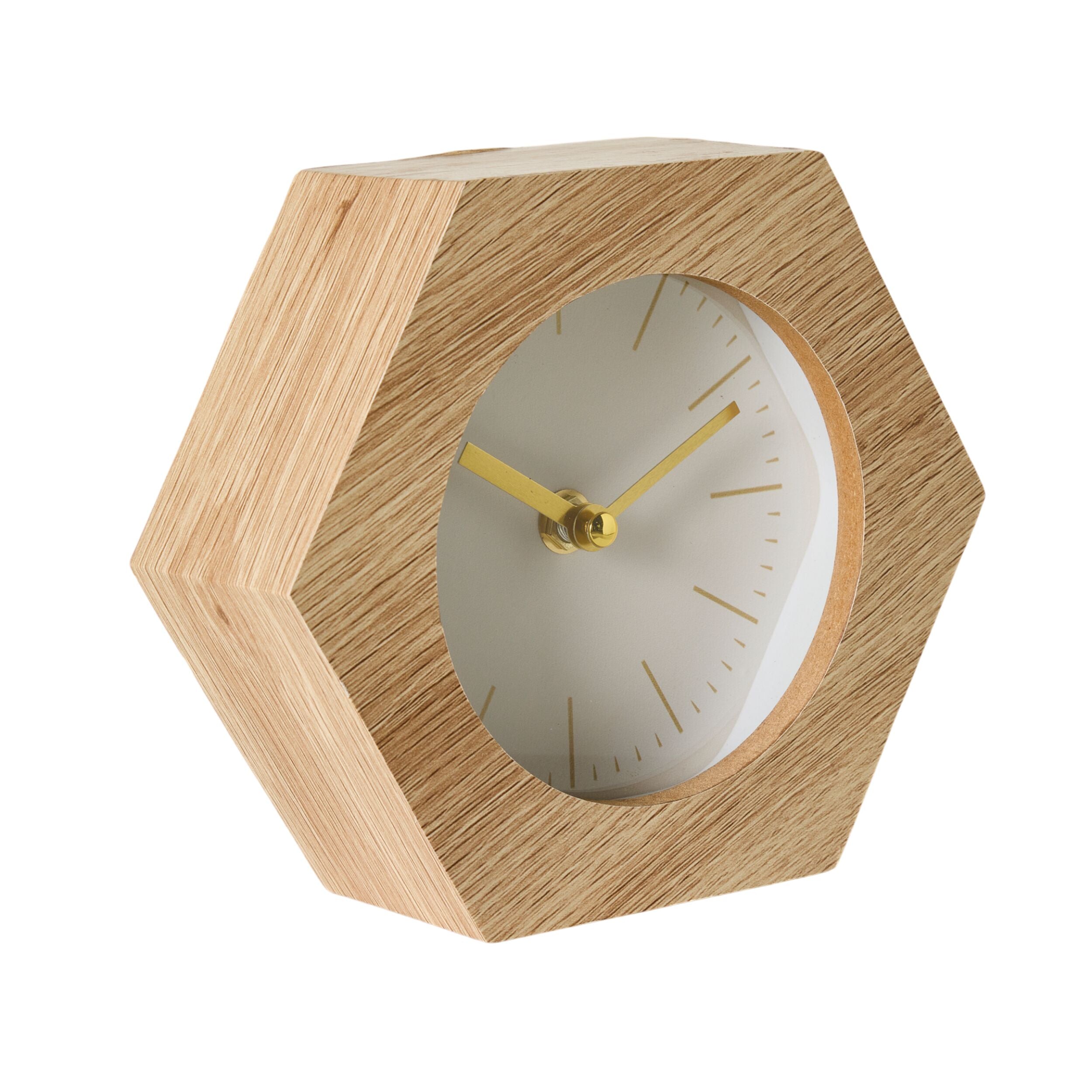 Hexagon Mantle Clock 18x6x15.5cm