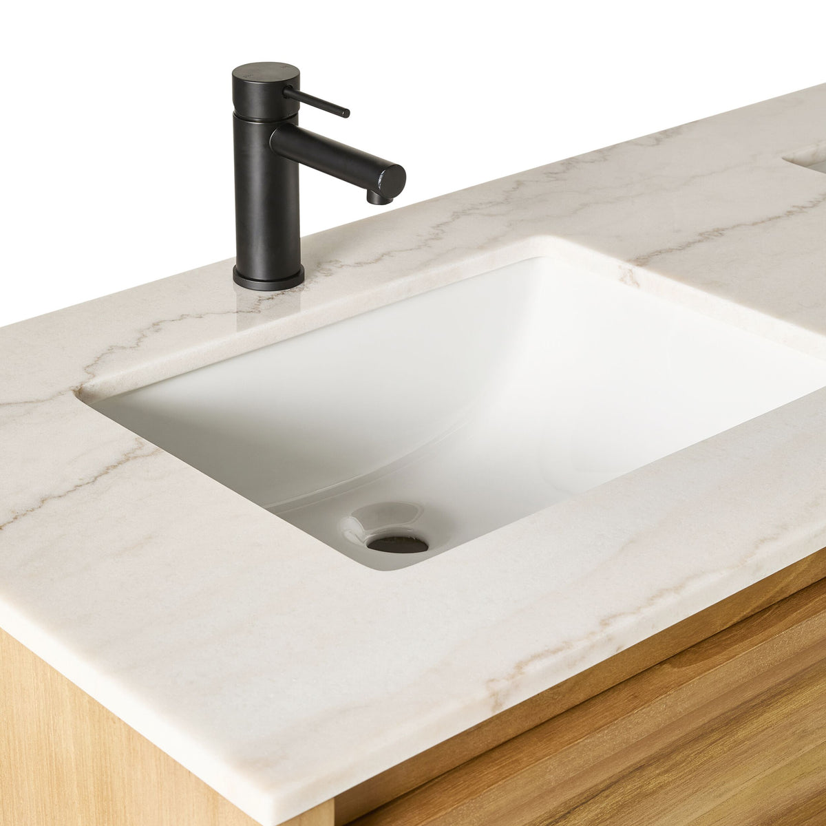 Oliver Double Bathroom Vanity Teak with Stone Top 1510mm Package