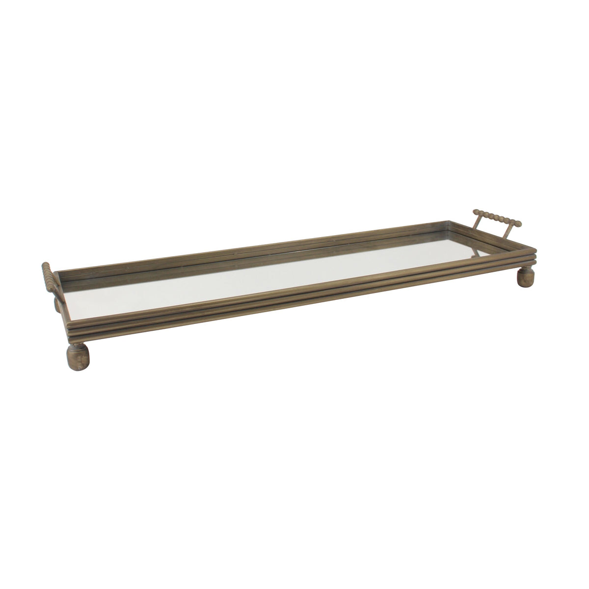 Bobble Handle Long Mirrored Tray 106cm