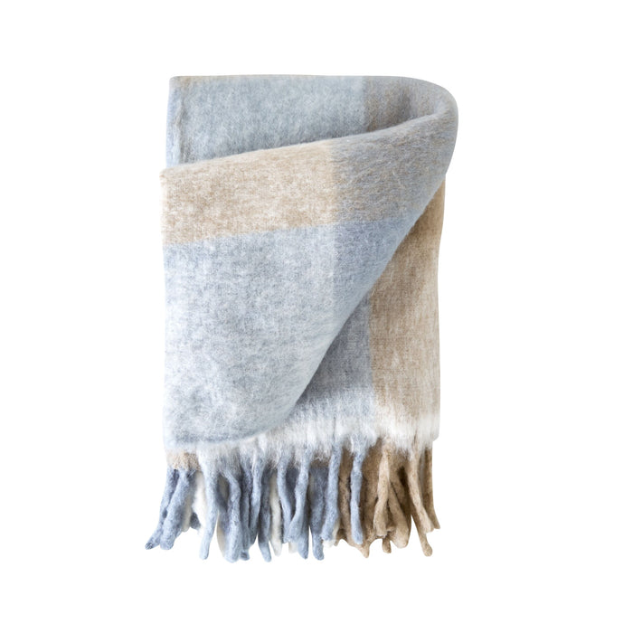 Hunter Wool Blend Throw Sky Blue Check 130x170cm