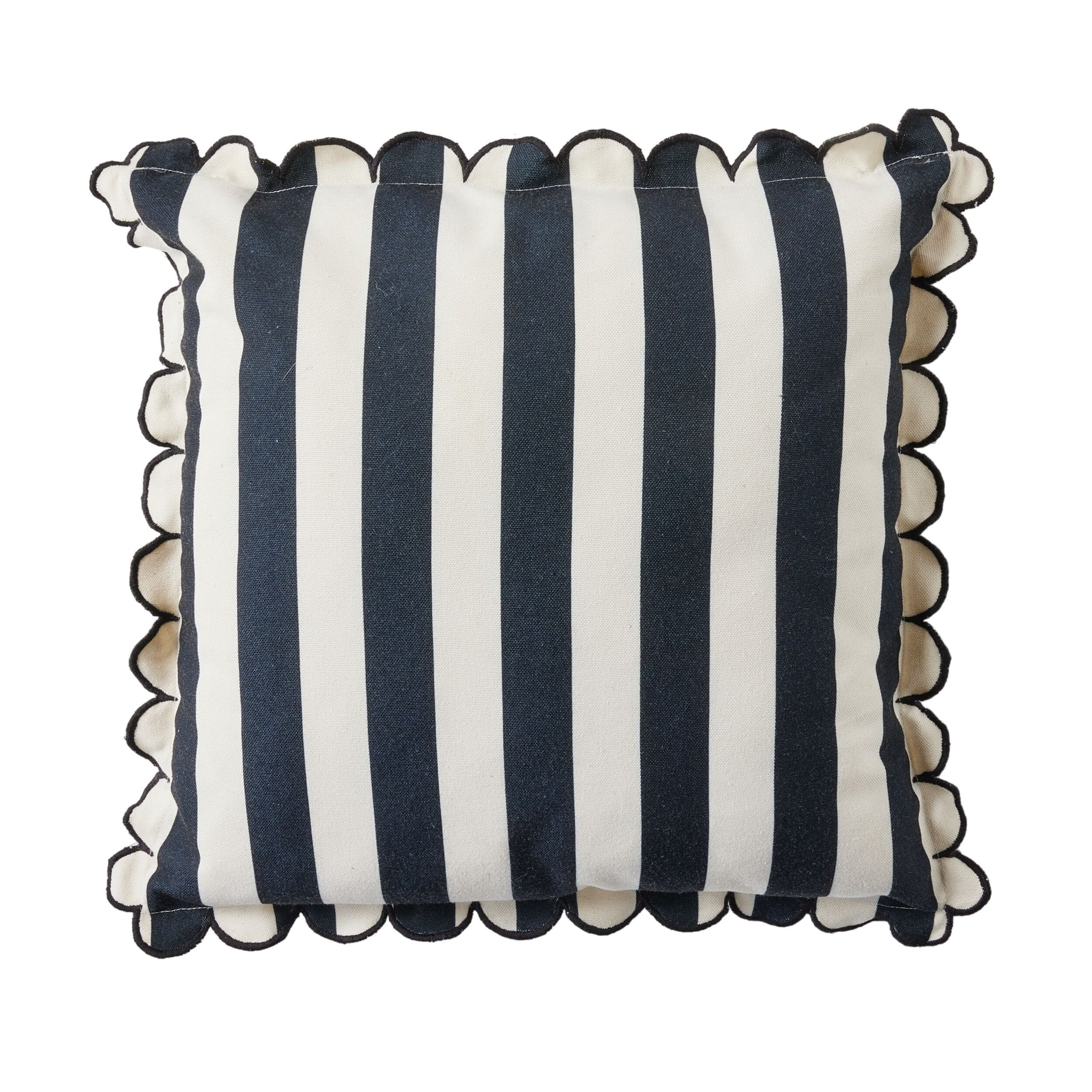 Aruba Scallop Edge Stripe Black Cushion 45x45cm