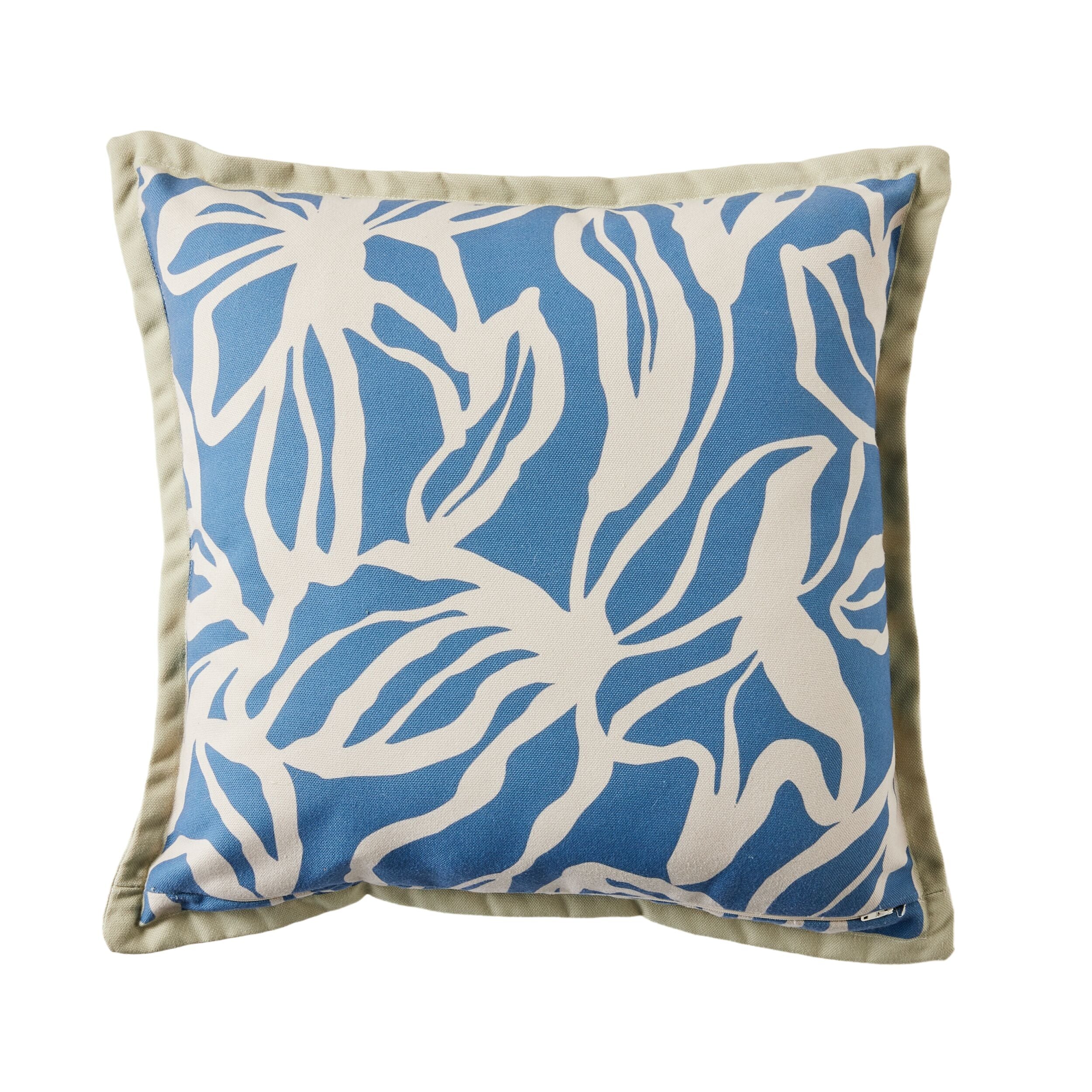 Aruba Leaves on Blue Cushion 45x45