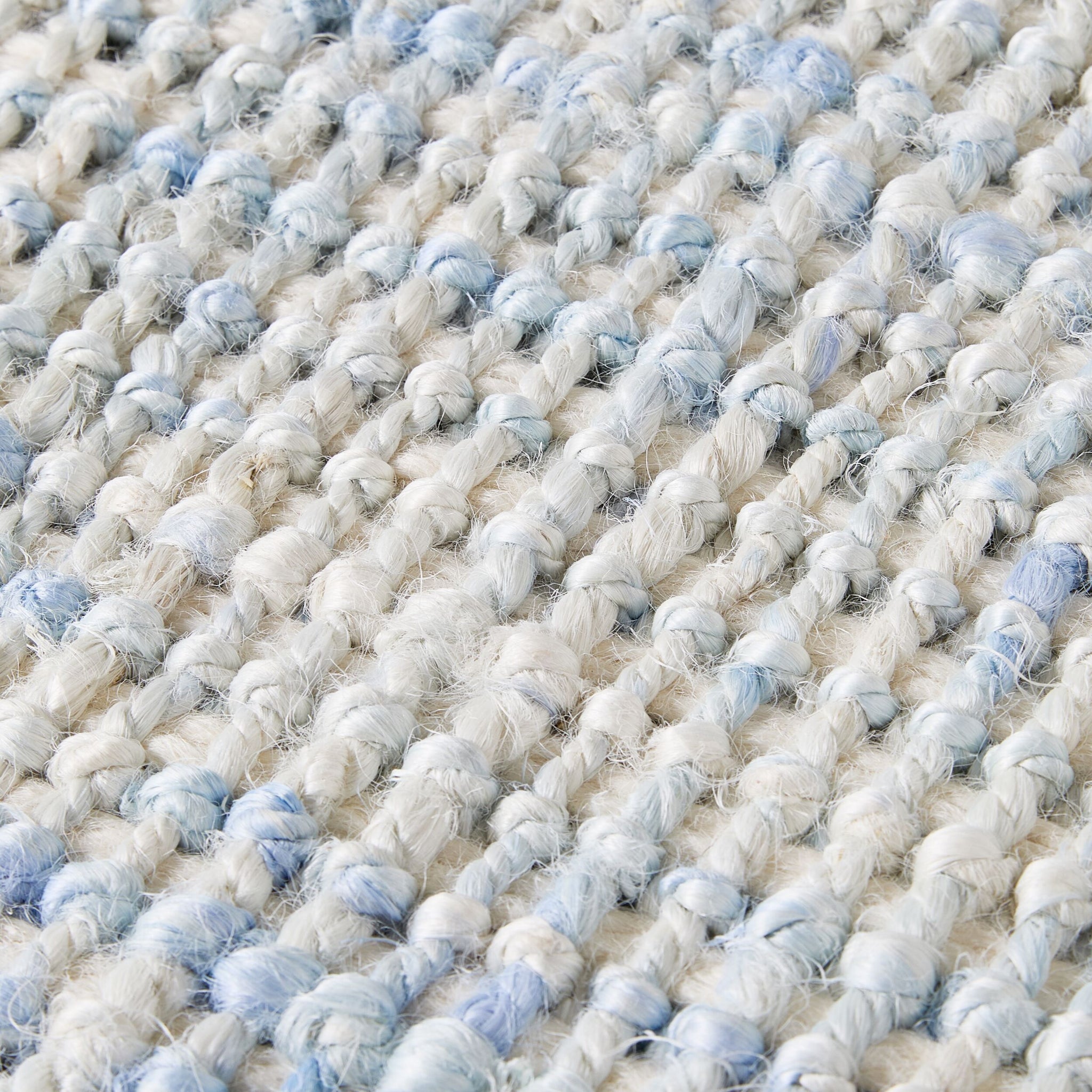 Blue Boucle Fringed Jute Doormat 90cm