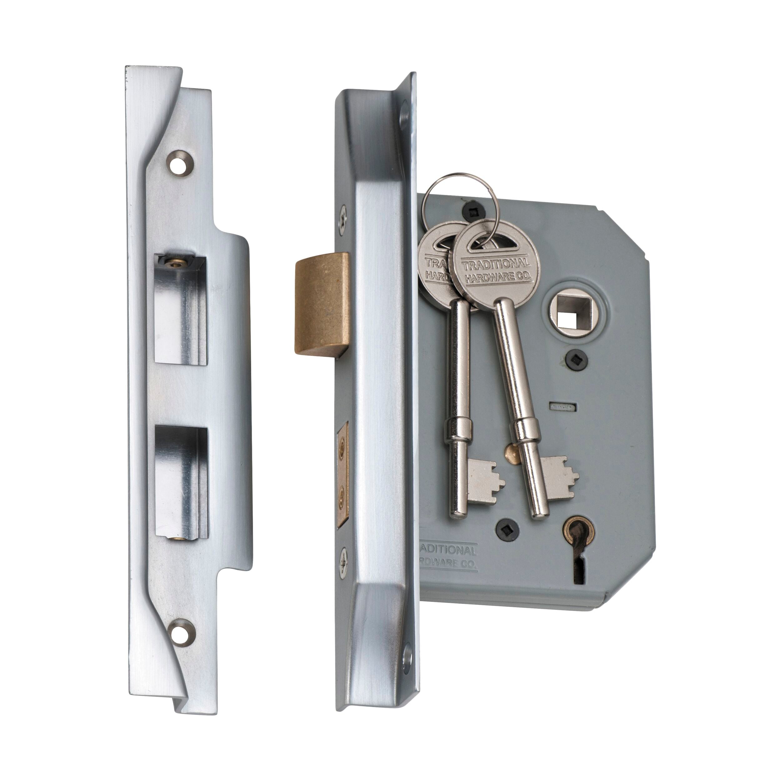 2179 Mortice Lock 5 Lever Rebated Satin Chrome CTC57mm Backset 57mm