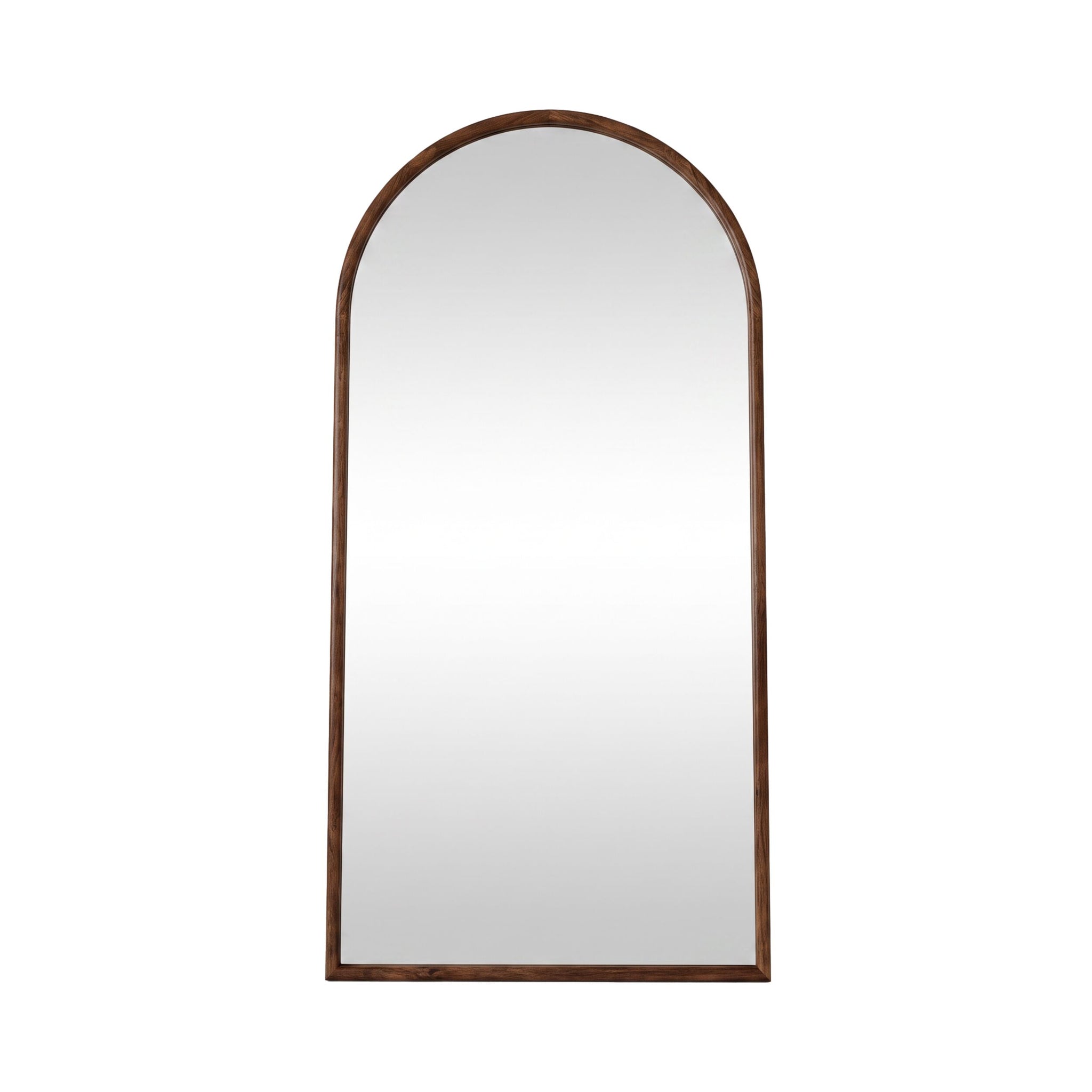 Walnut Wooden Arched Floor Mirror