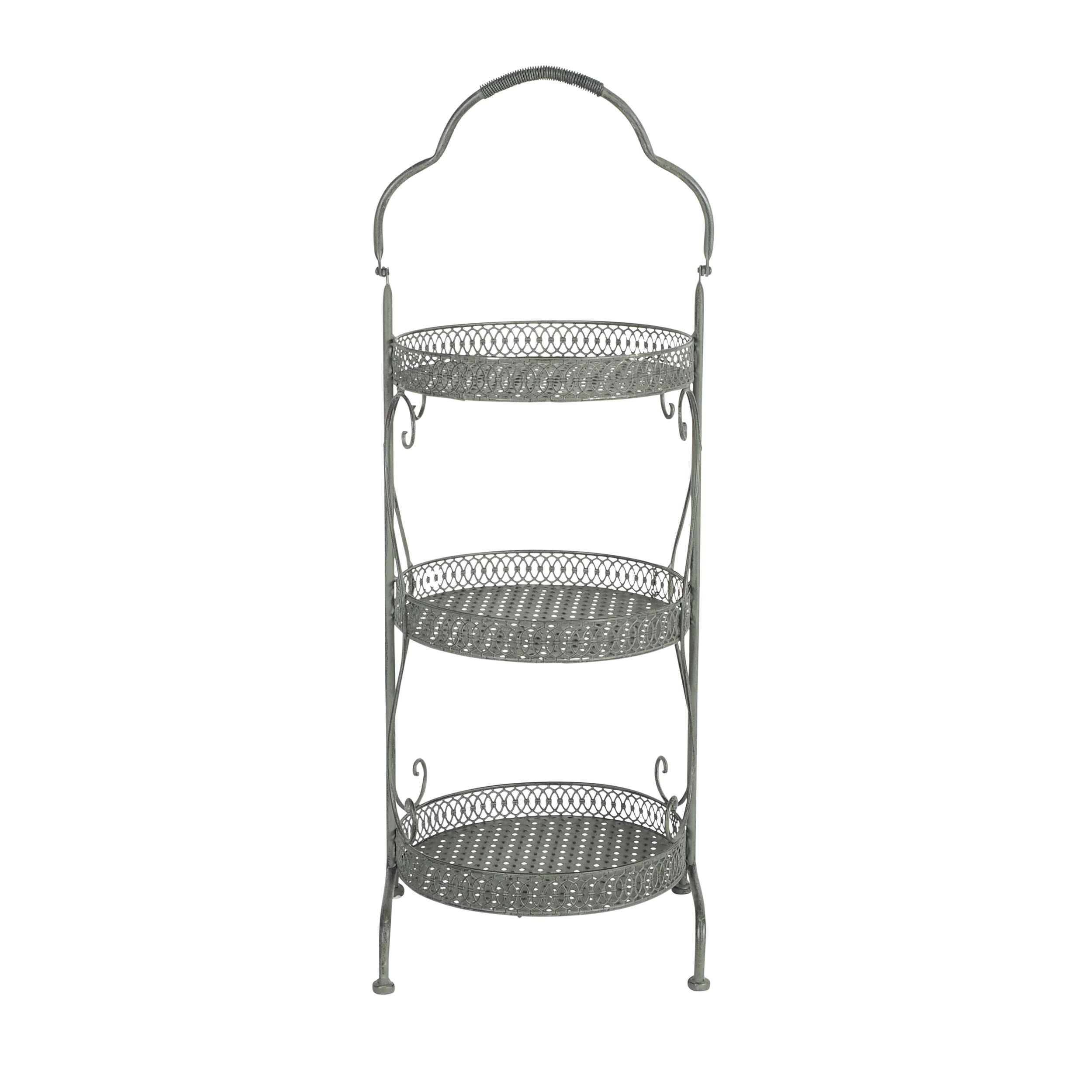 Arlette 3 Tier Silver Basket 83x31x28cm