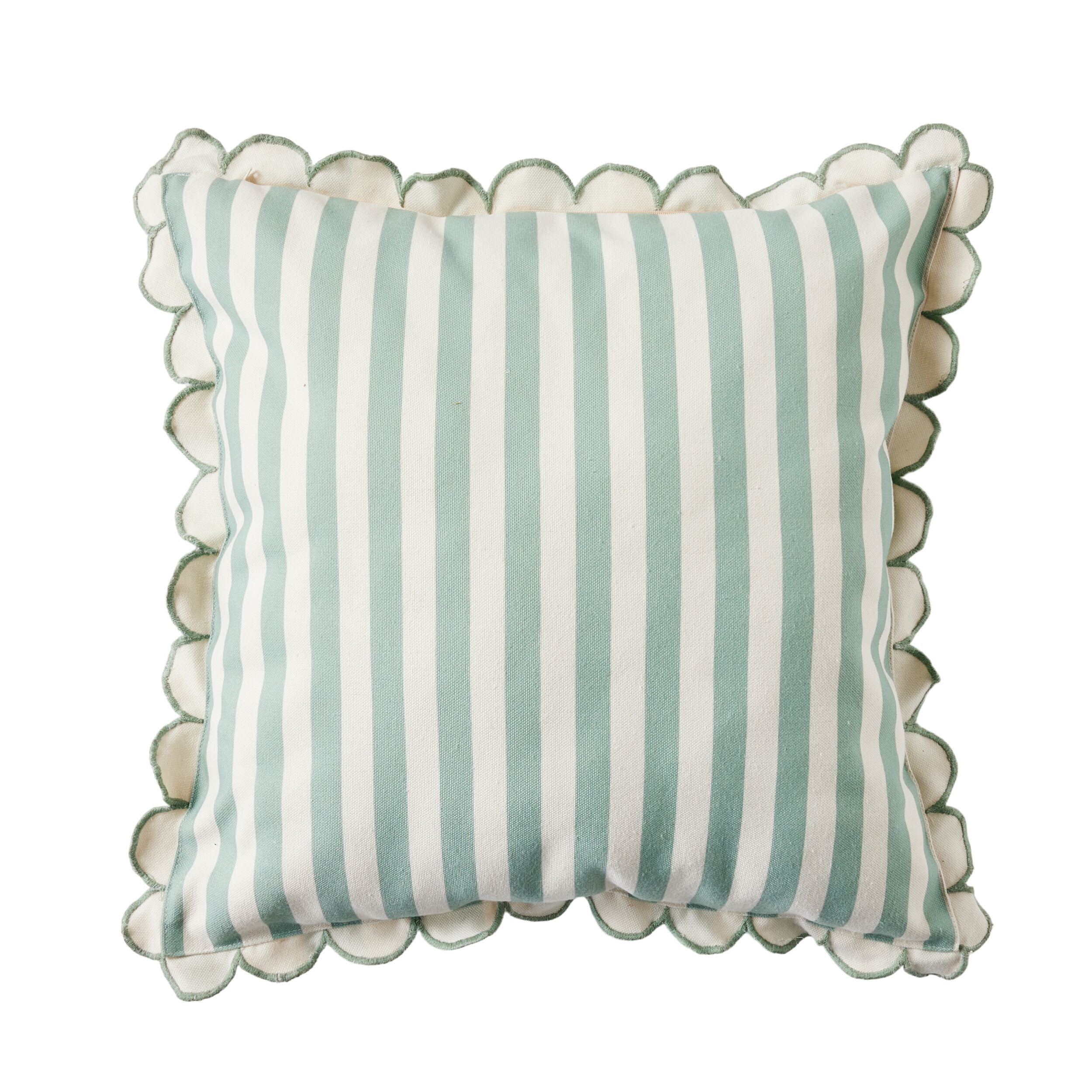 Aruba Scallop Edge Stripe Soft Green Cushion 45x45