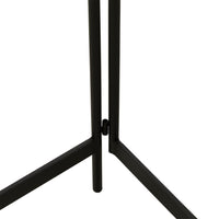 Close-up of the Gracie Tiered Side Table 34x31x80cm, showing its three sturdy tubular metal legs joining at a central point, all set against a white background.
