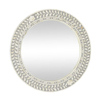 Bone Inlay Round Mirror Grey and White 60cm