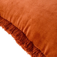 Casa Fringed Velvet Cushion Cinnamon 50x50cm