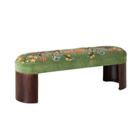 Freya Embroidered Bench Green Velvet