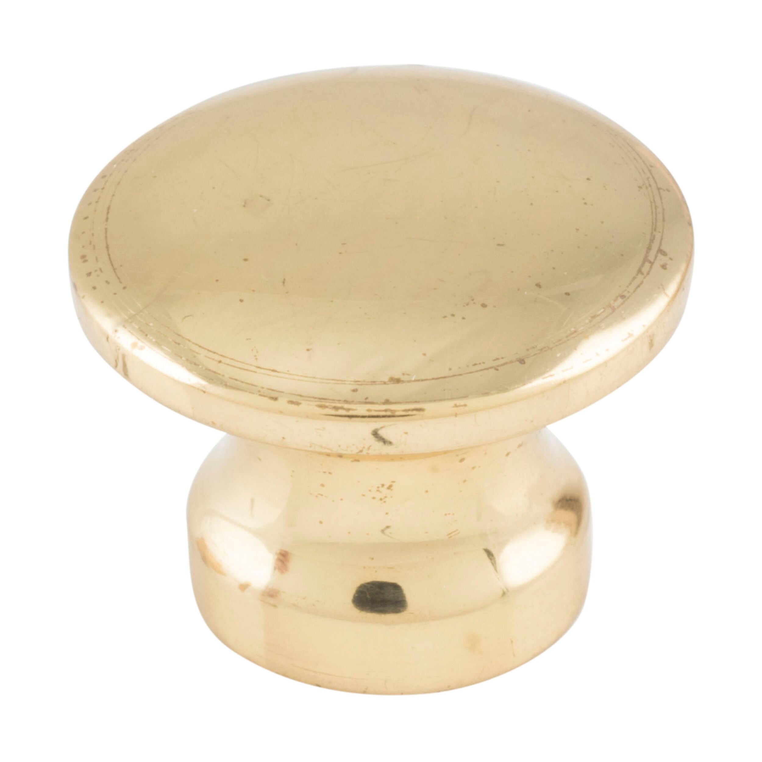 3712 Cupboard Knob Curved Polished Brass D19xP14mm