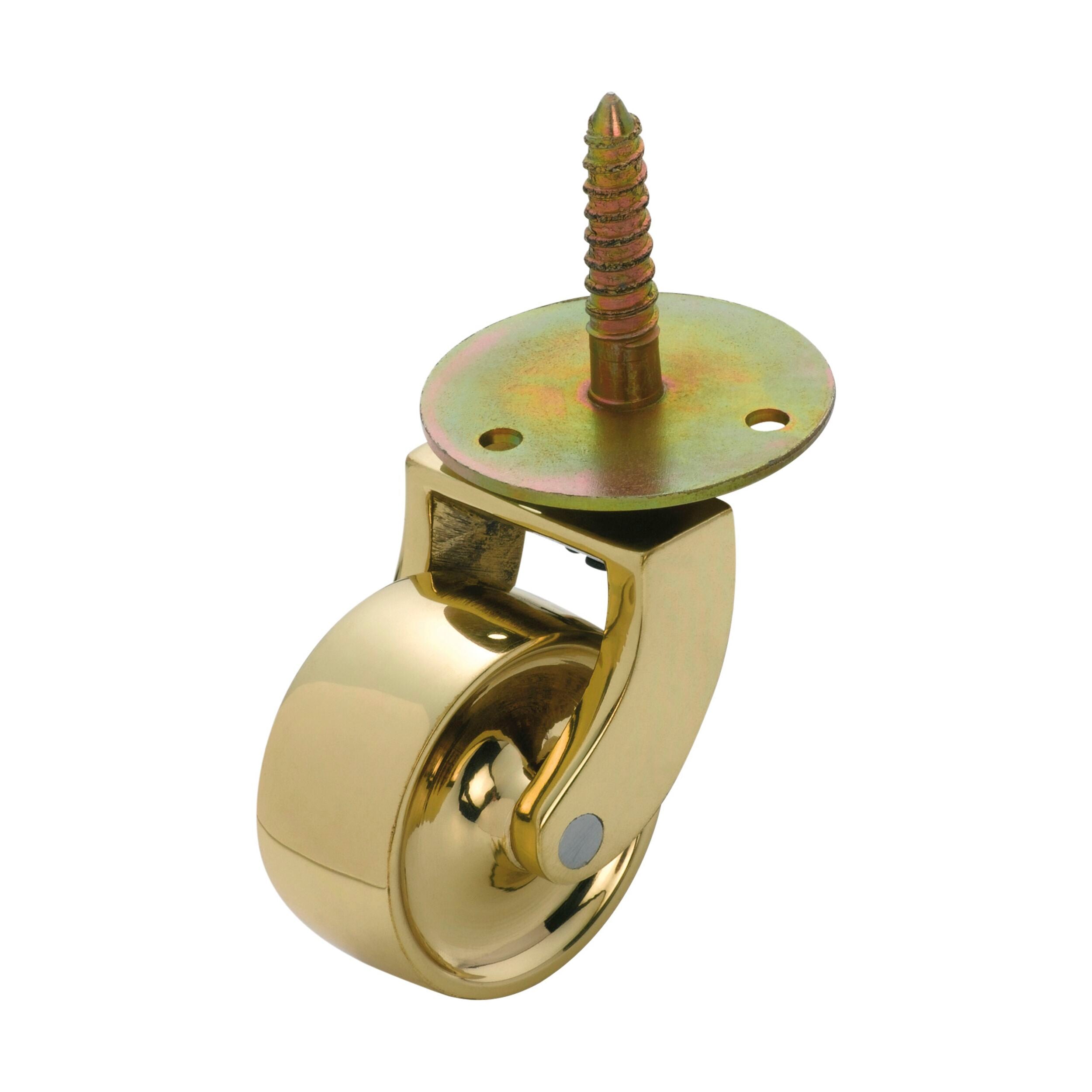 3523 Castor Screw Plate Brass Wheel Polished Brass D38mm