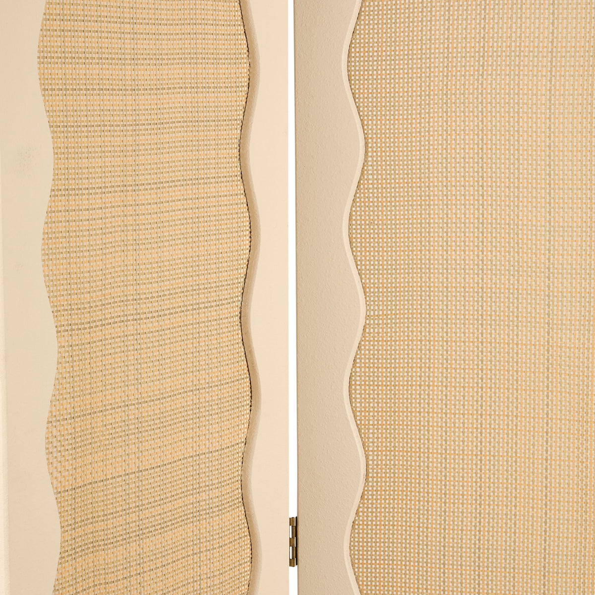 Chantilly Scalloped Rattan Partition Screen Cream 150x180cm