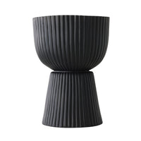 Ribbed Pedestal Urn Black 39.5x39.5x54cm
