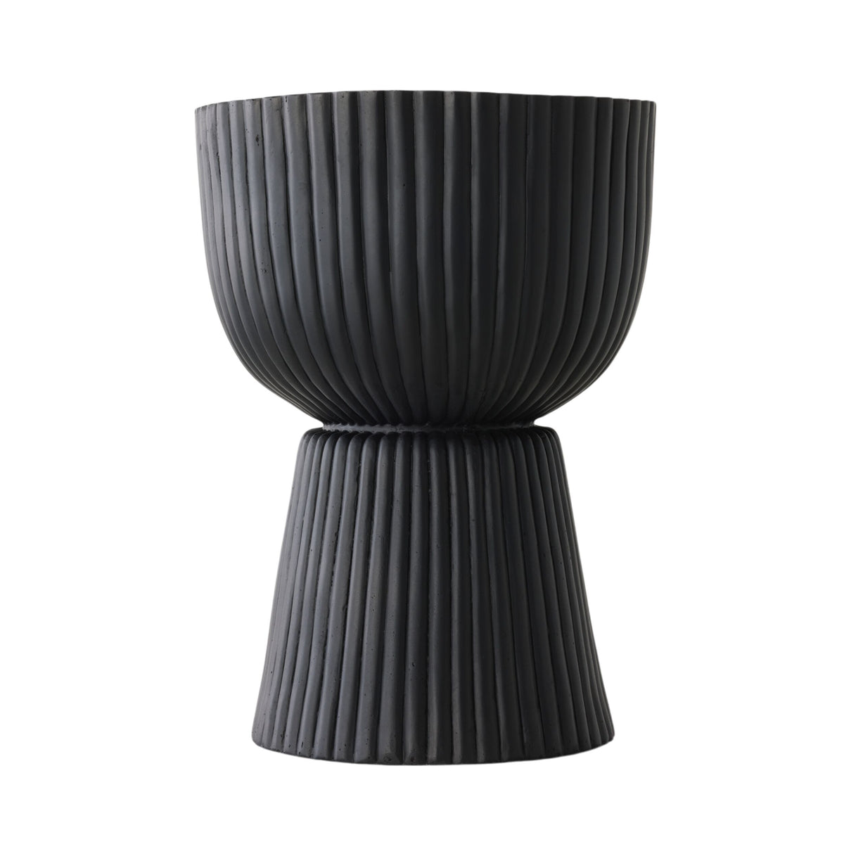 Ribbed Pedestal Urn Black 39.5x39.5x54cm