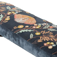 Freya Embroidered Bench Dark Blue Velvet