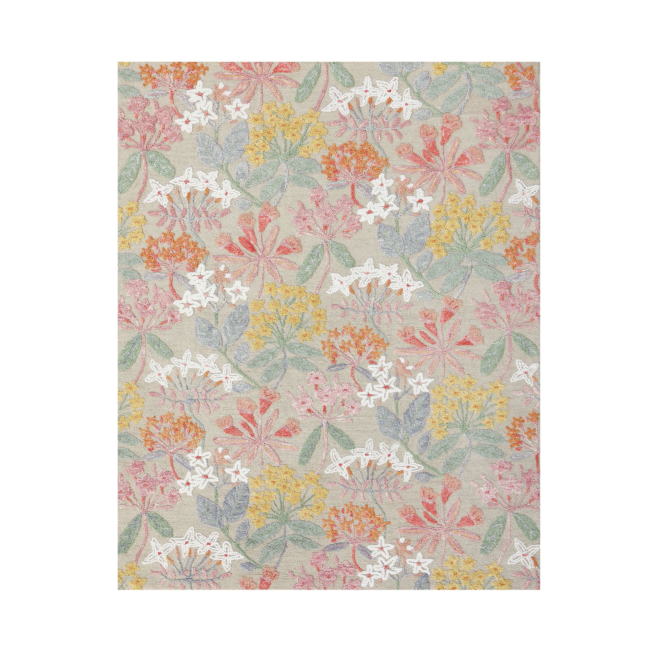 The Manisa Washable Rug 240x300cm features a rectangular Persian-inspired design with a faded floral and geometric pattern in beige, cream, and blue-green. Made from durable, machine-washable polyester for easy care.