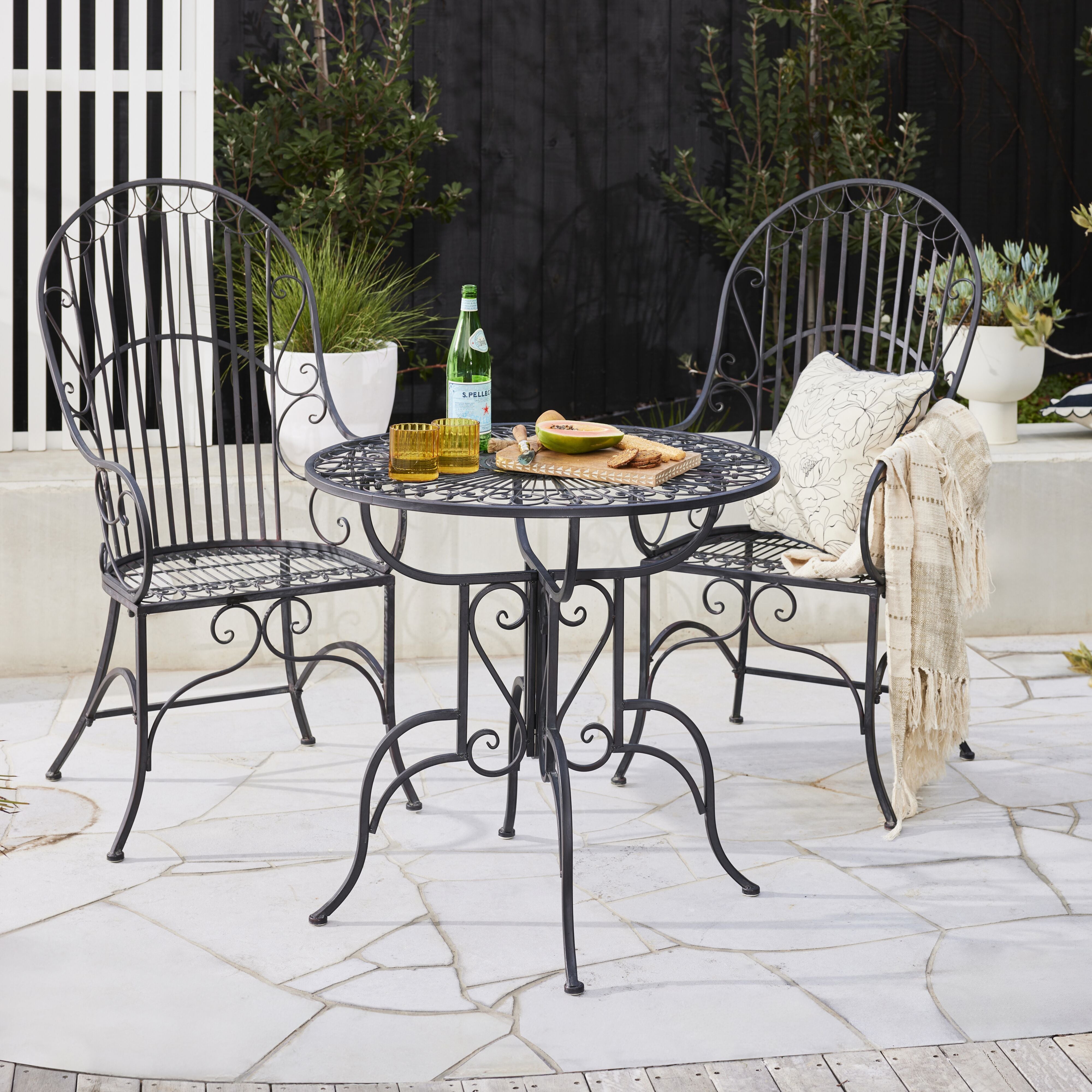 Arles Garden Table and 2 Chairs Package in Black | Early Settler