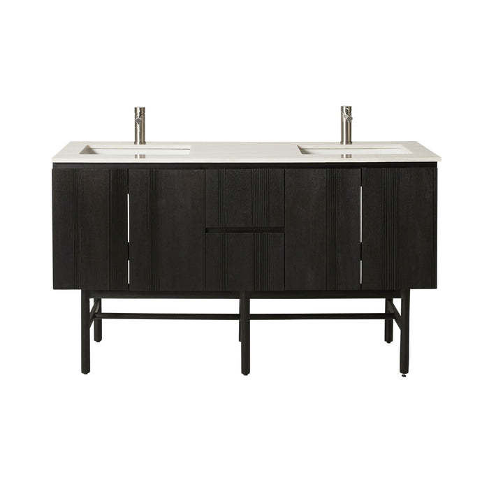 Ezra Double Bathroom Vanity Mahogany with Stone Top 1510mm Package