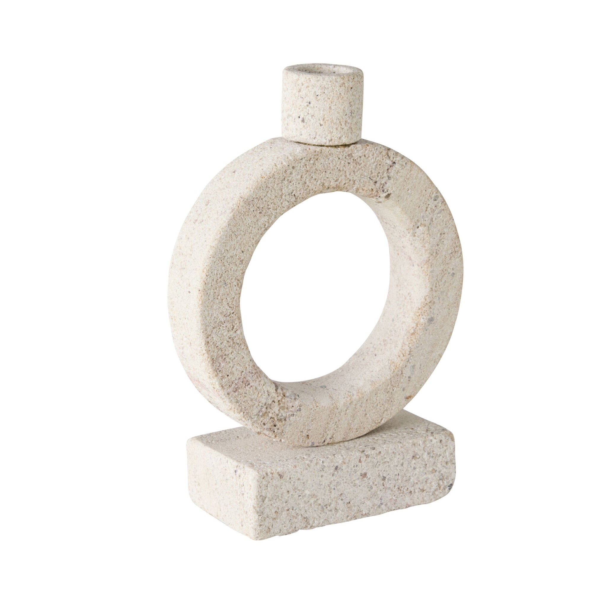 Beige Marble Orb Candle Holder Medium