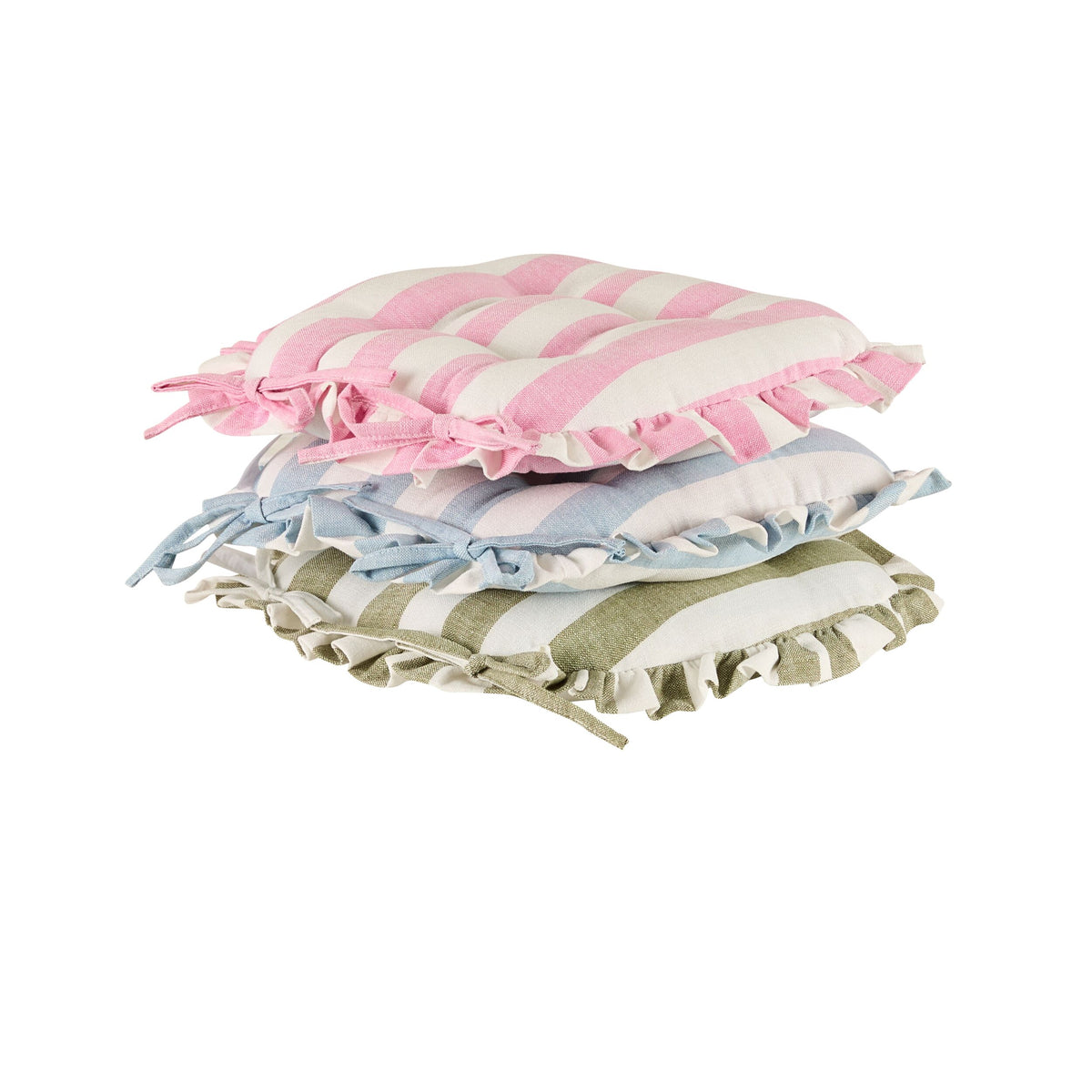 Marais Block Stripe Ruffle Seat Cushion Sky Blue